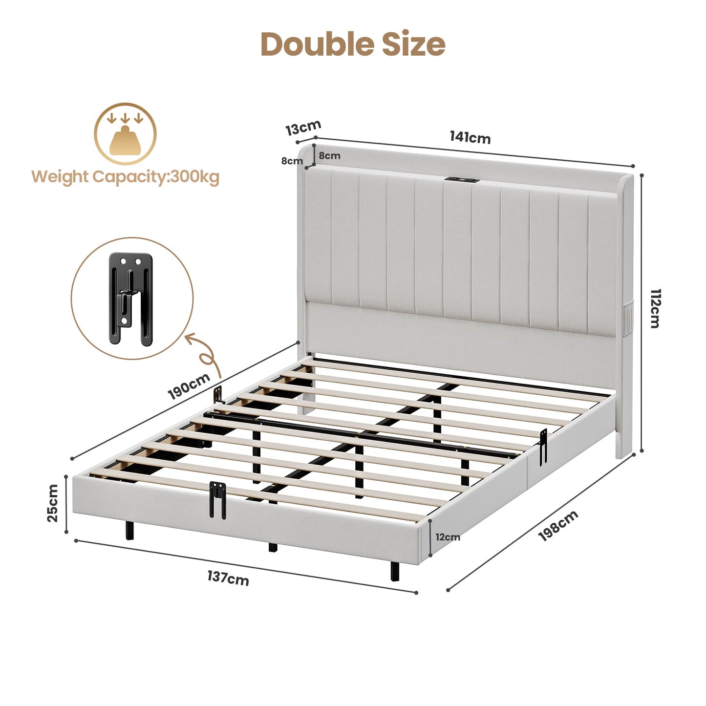 Advwin Velvet Floating Bed Frame with RGB LED