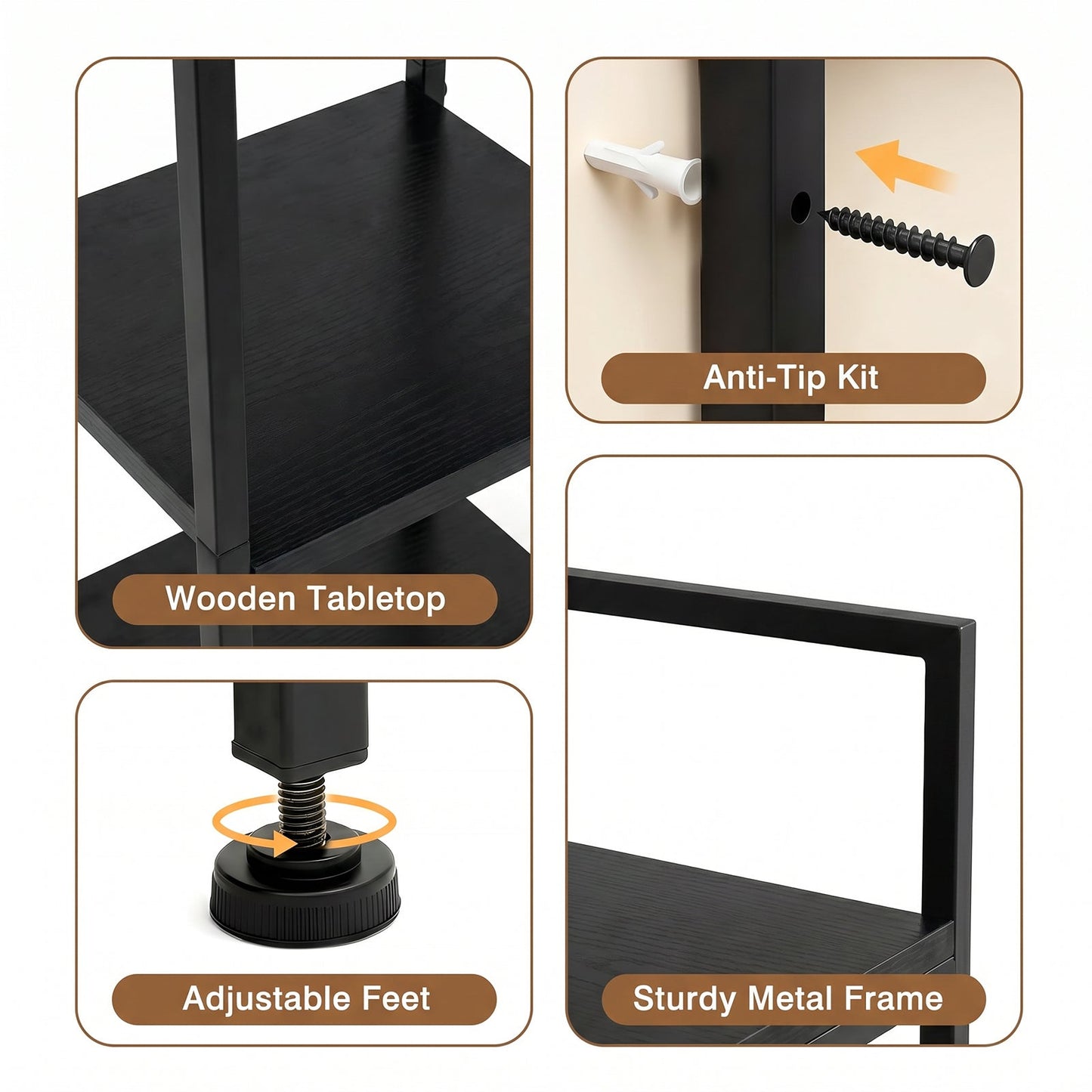 Advwin 3-Tier Desktop Organizer Shelf with 5 Hooks