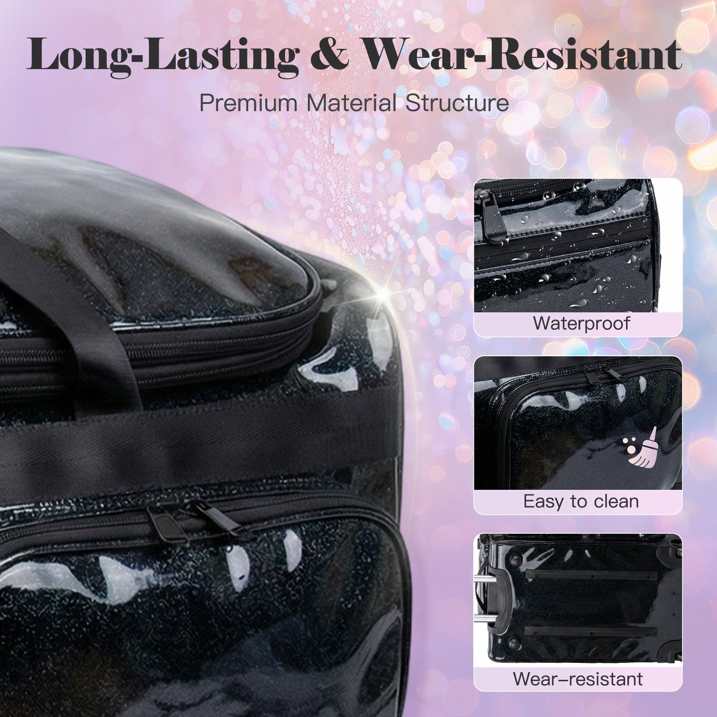 Advwin 26Inch Rolling Dance Bag with Garment Rack