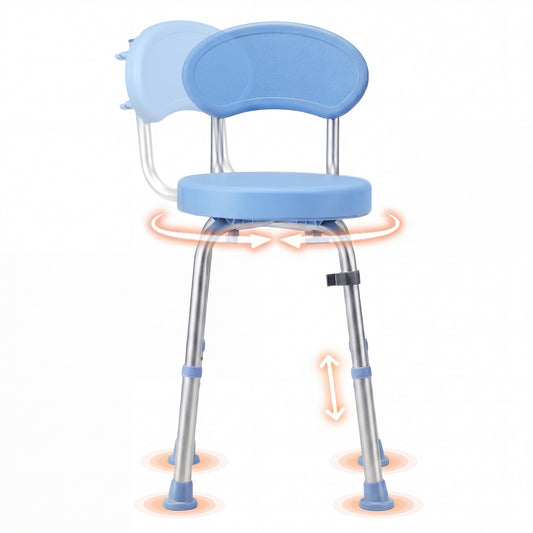 Advwin Adjustable 360° Swivel Shower Chair for Seniors