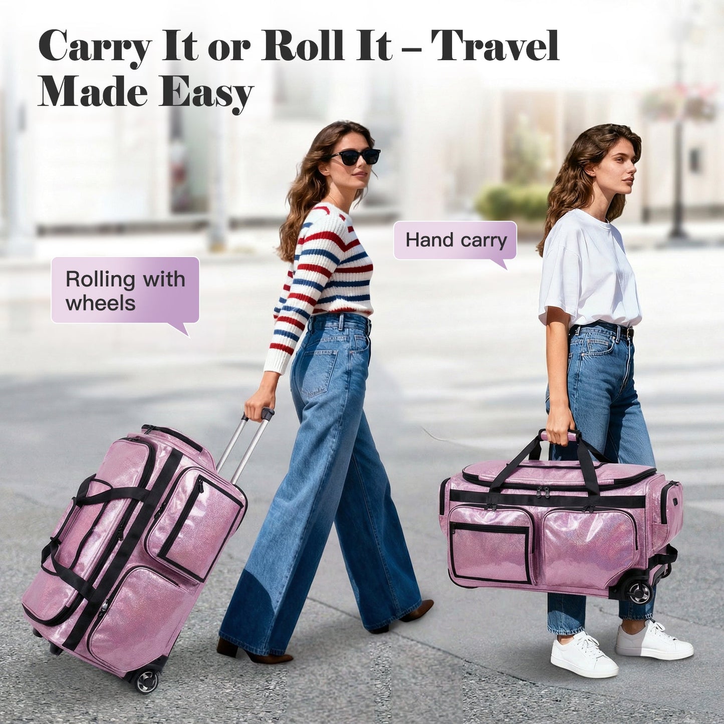Advwin 26Inch Rolling Dance Bag with Garment Rack