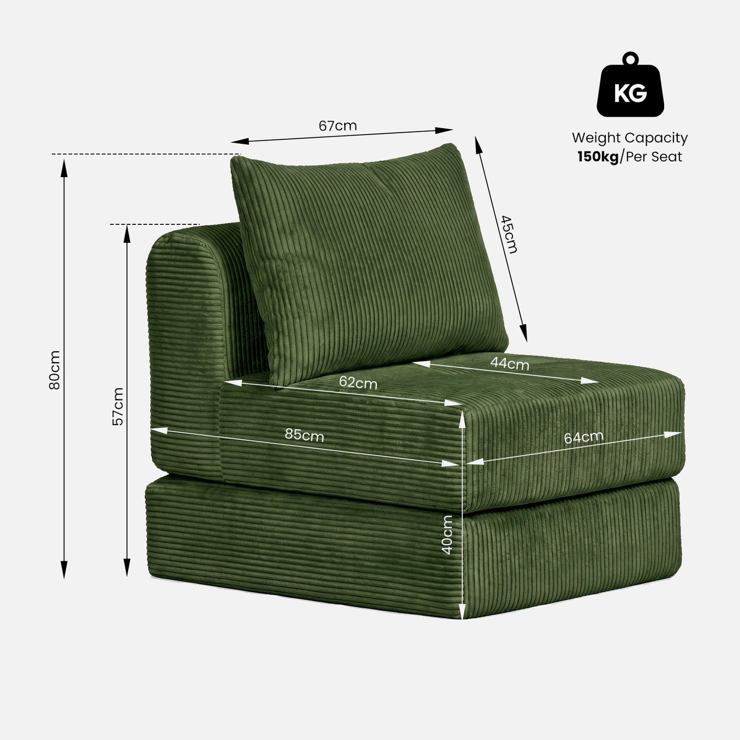 Advwin Stackable Corduroy Sofa Lounger