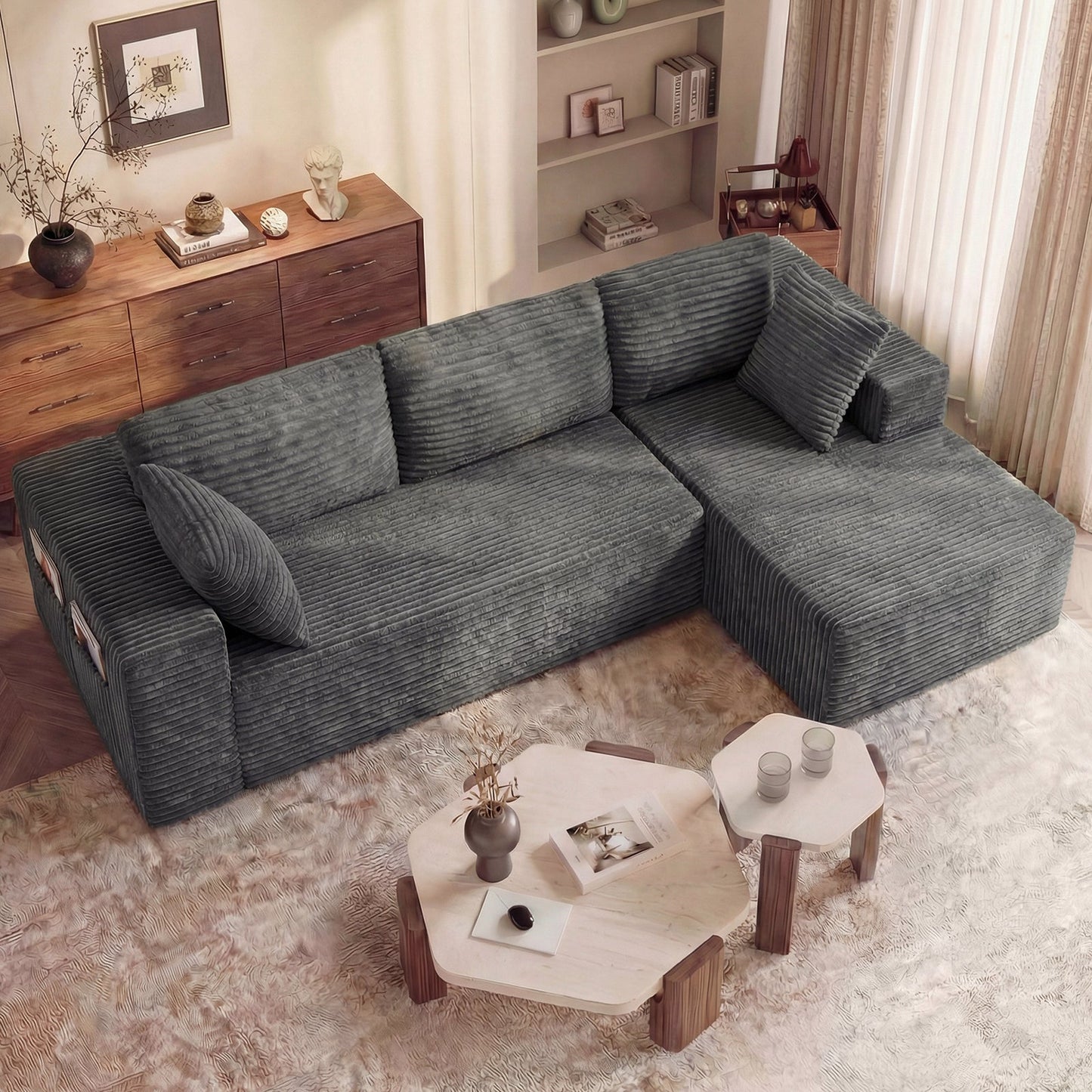 Advwin 277cm Modular Sectional Sofa L Shape 3 Seater