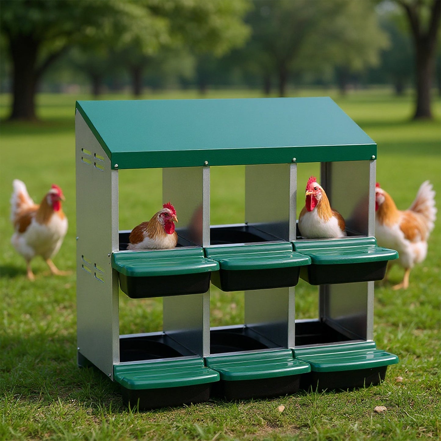 Advwin 6 Hole Chicken Hen Coop Egg Nesting Box