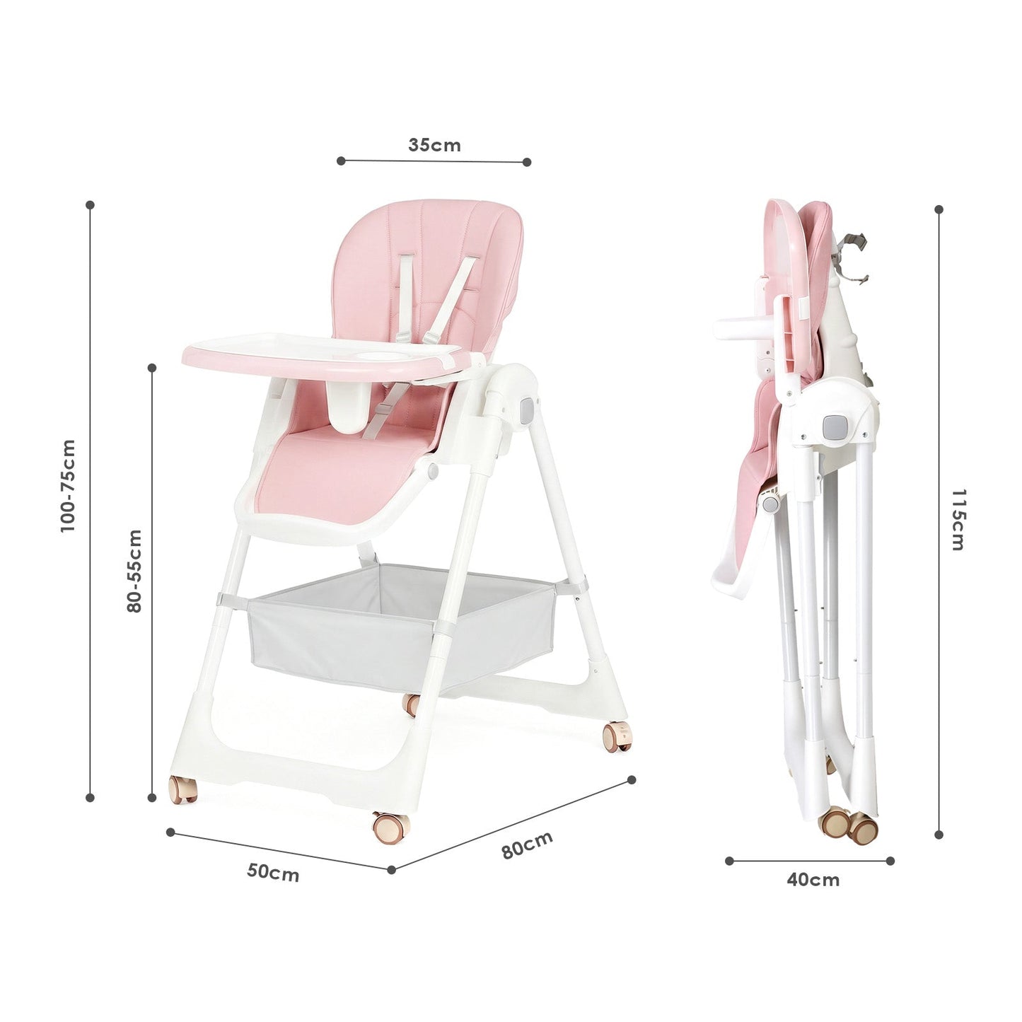 Advwin 3-in-1 Folding Baby High Chair Toddler Feeding Chair