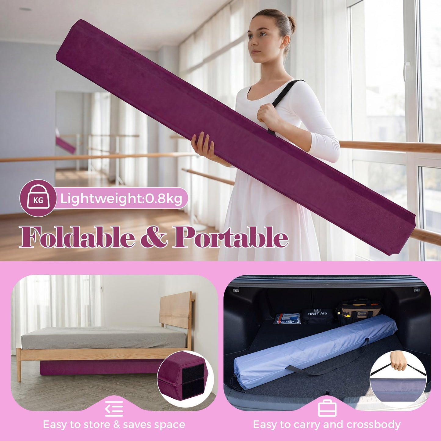 Advwin 8FT Folding Balance Beam for Kids