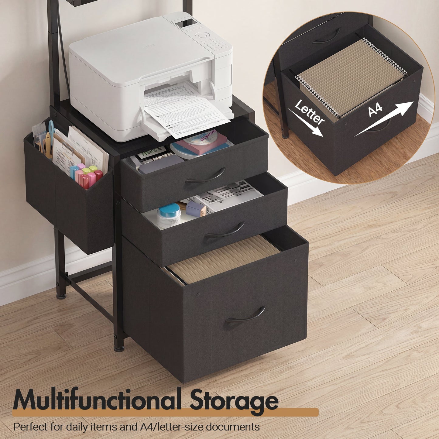 Advwin File Cabinet with Charging Station & 3 Drawers