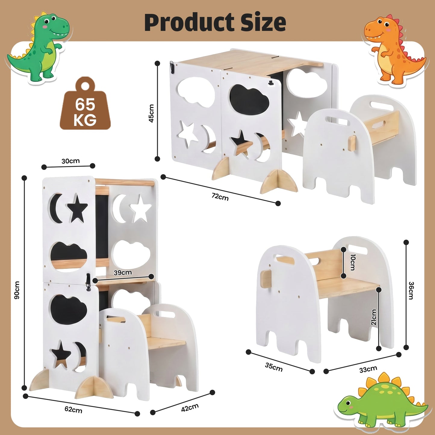 Advwin 4-in-1 Foldable Toddler Step Stool with Blackboard