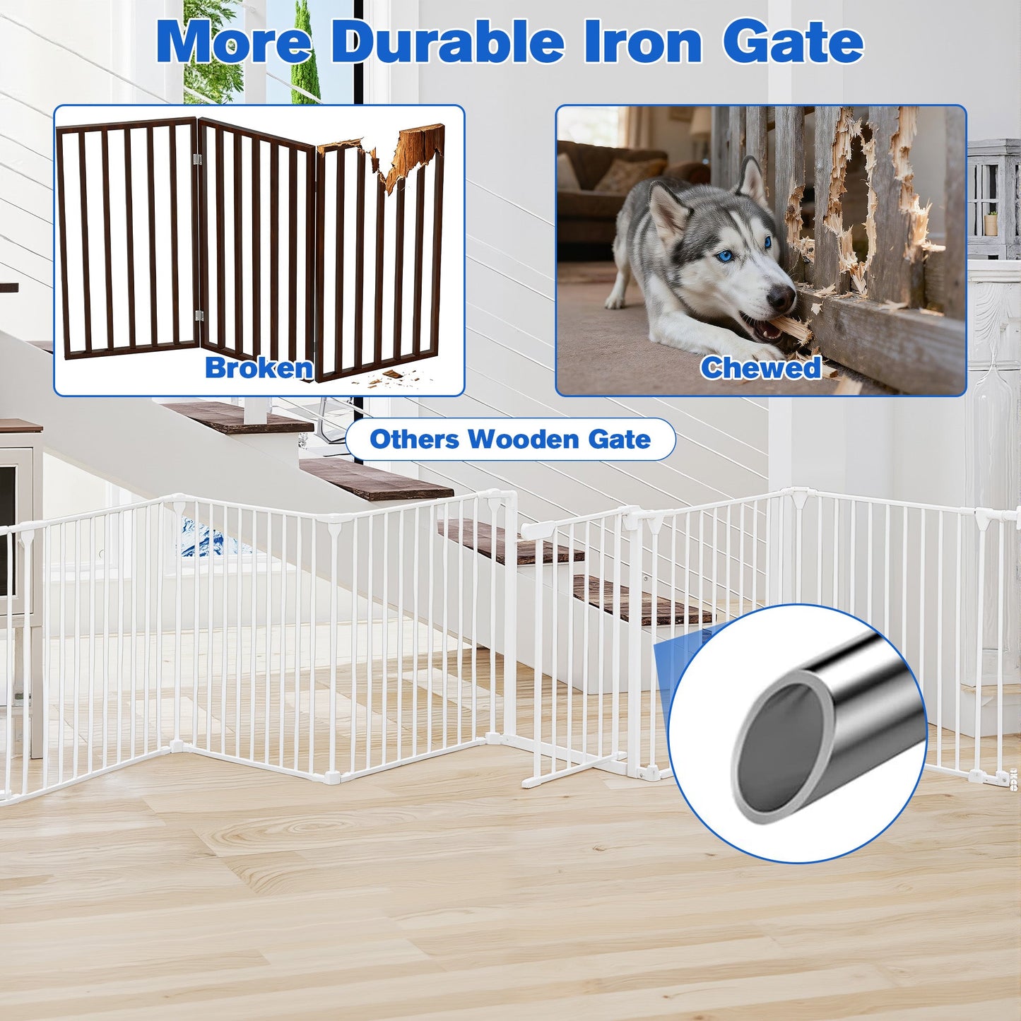 Advwin Adjustable Pet Safety Gate & Play Yard 380cm