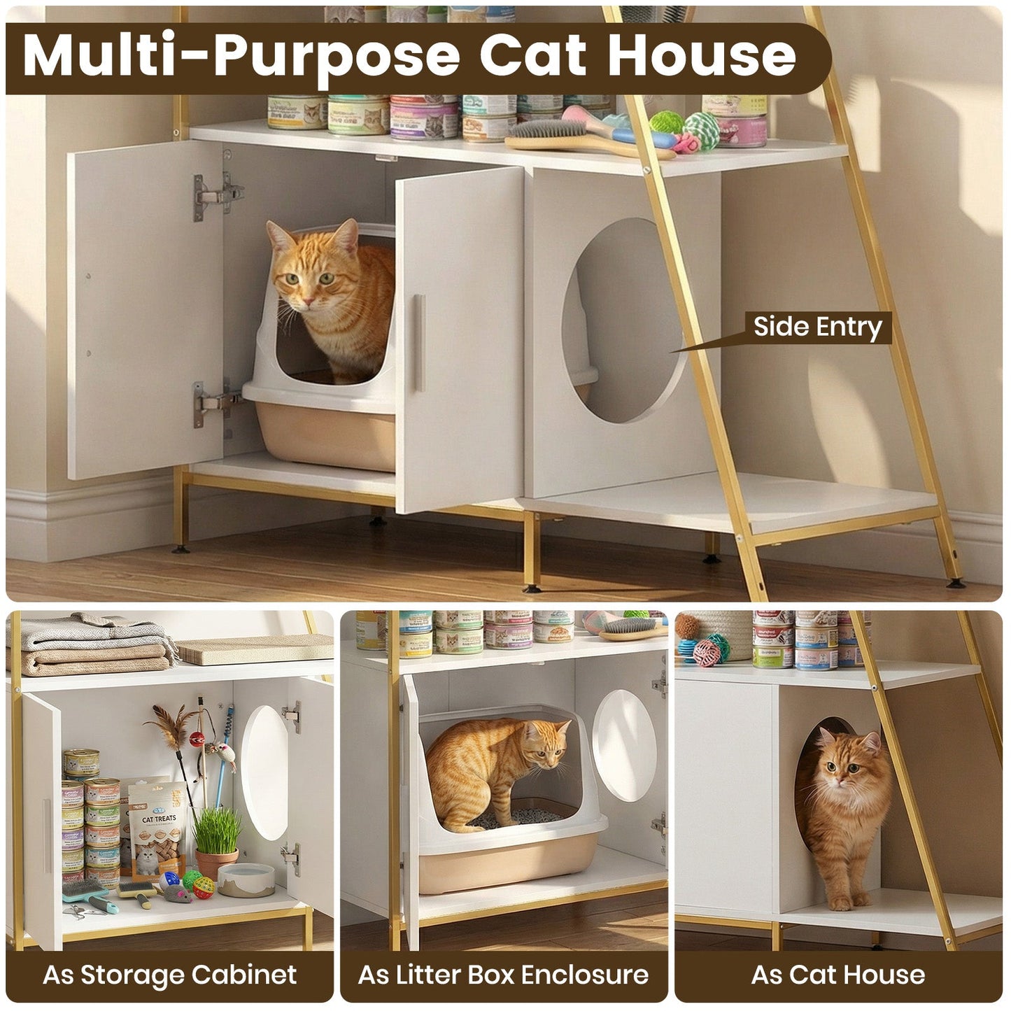 Advwin Cat Litter Box Enclosure Cabinet Furniture