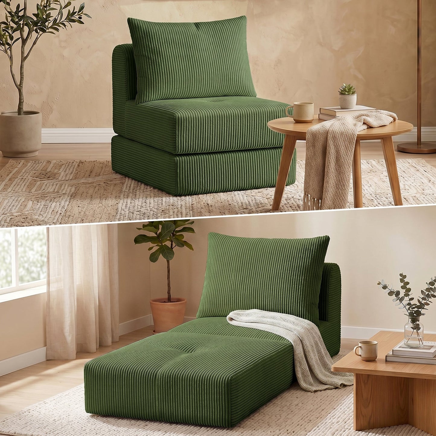 Advwin Stackable Corduroy Sofa Lounger