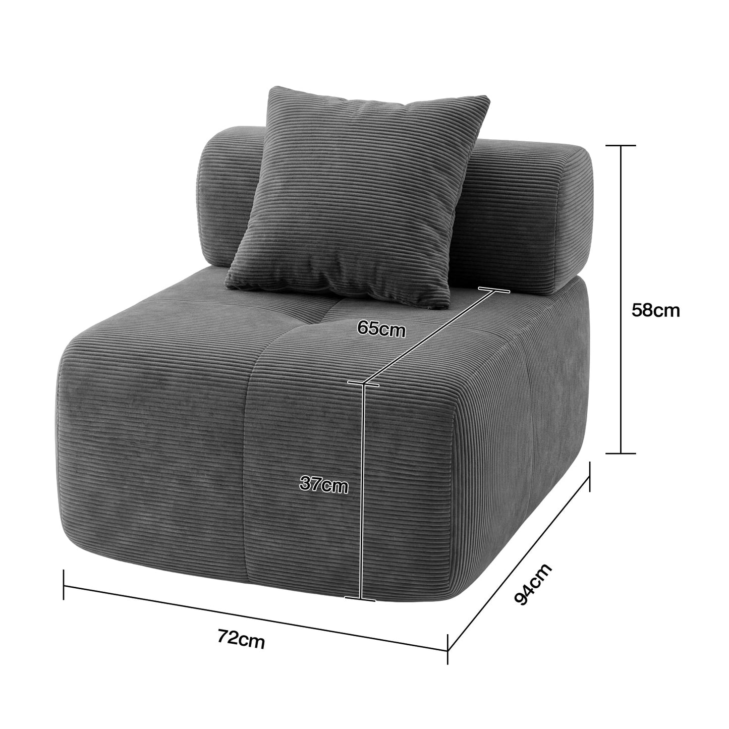Advwin Armless Modular Sofa Corduroy Cloud Chair