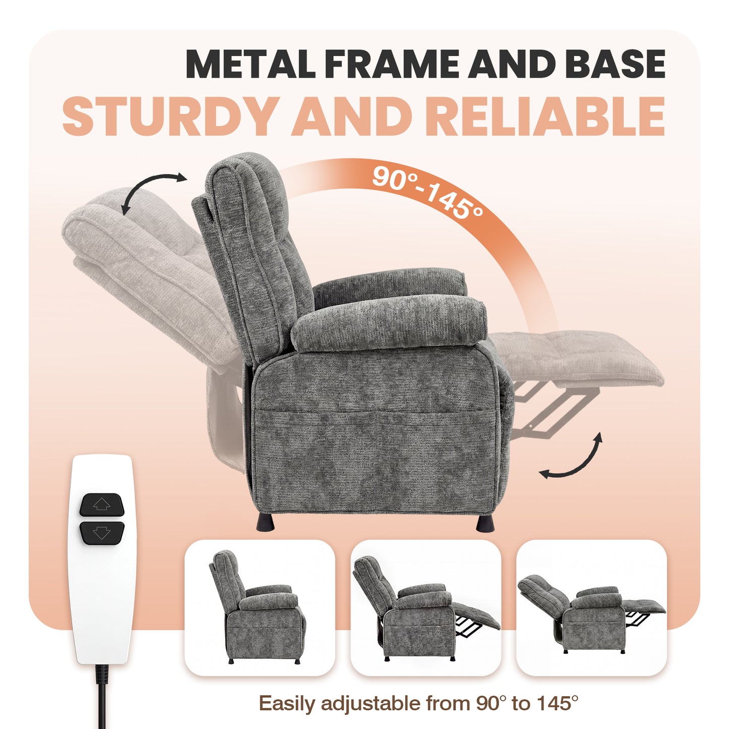 Advwin Recliner Chair Electric Adjustable backrest and footrest Grey