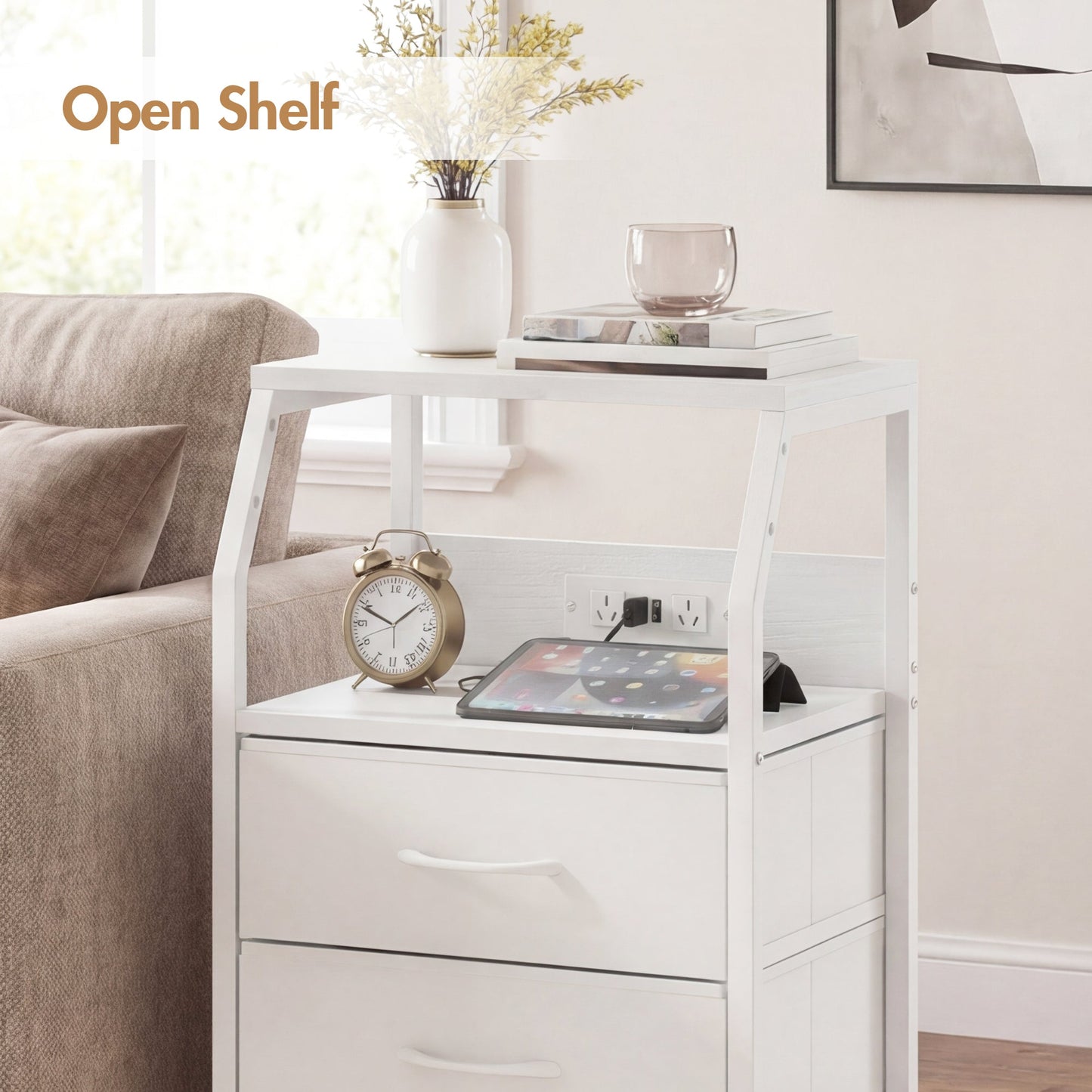 Advwin Set of 2 Bedside Table with 3 Drawers