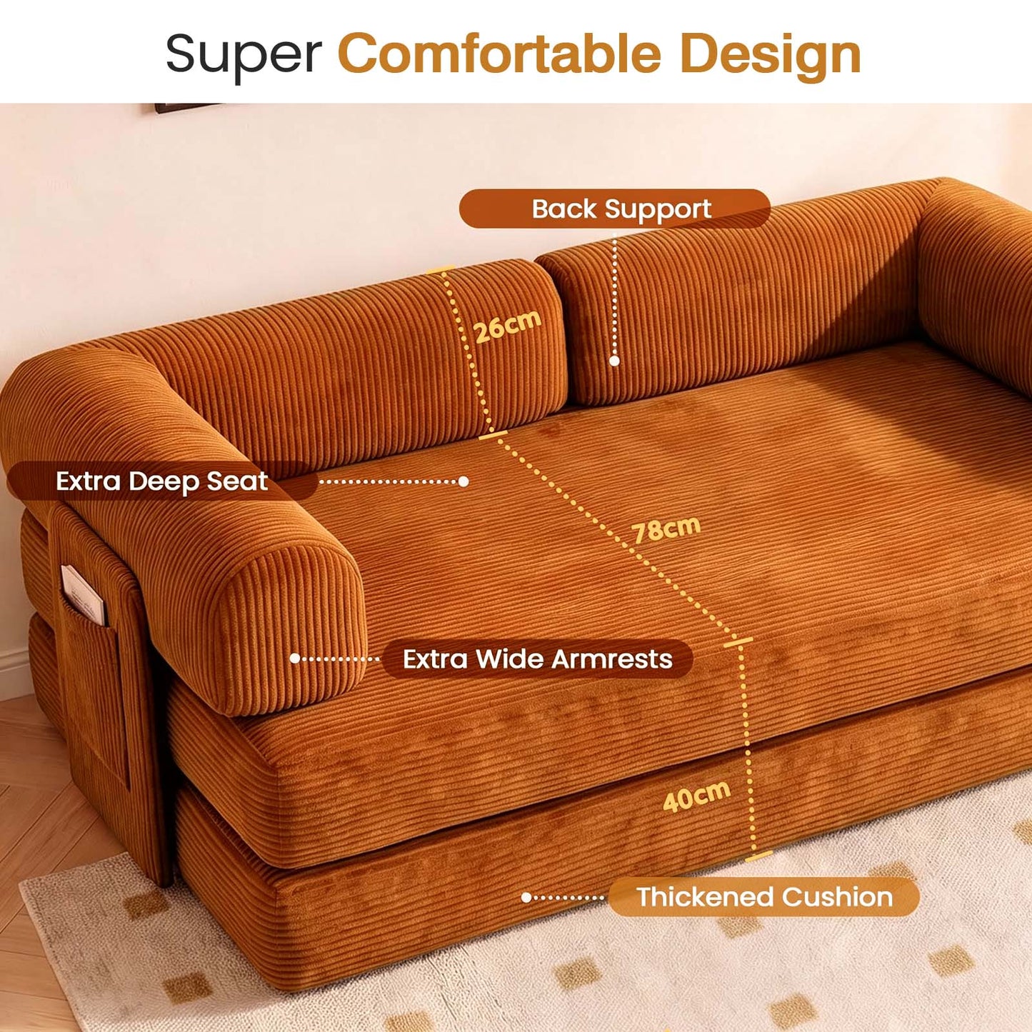 Advwin 5-in-1 Convertible Folding Loveseat Sofa Bed