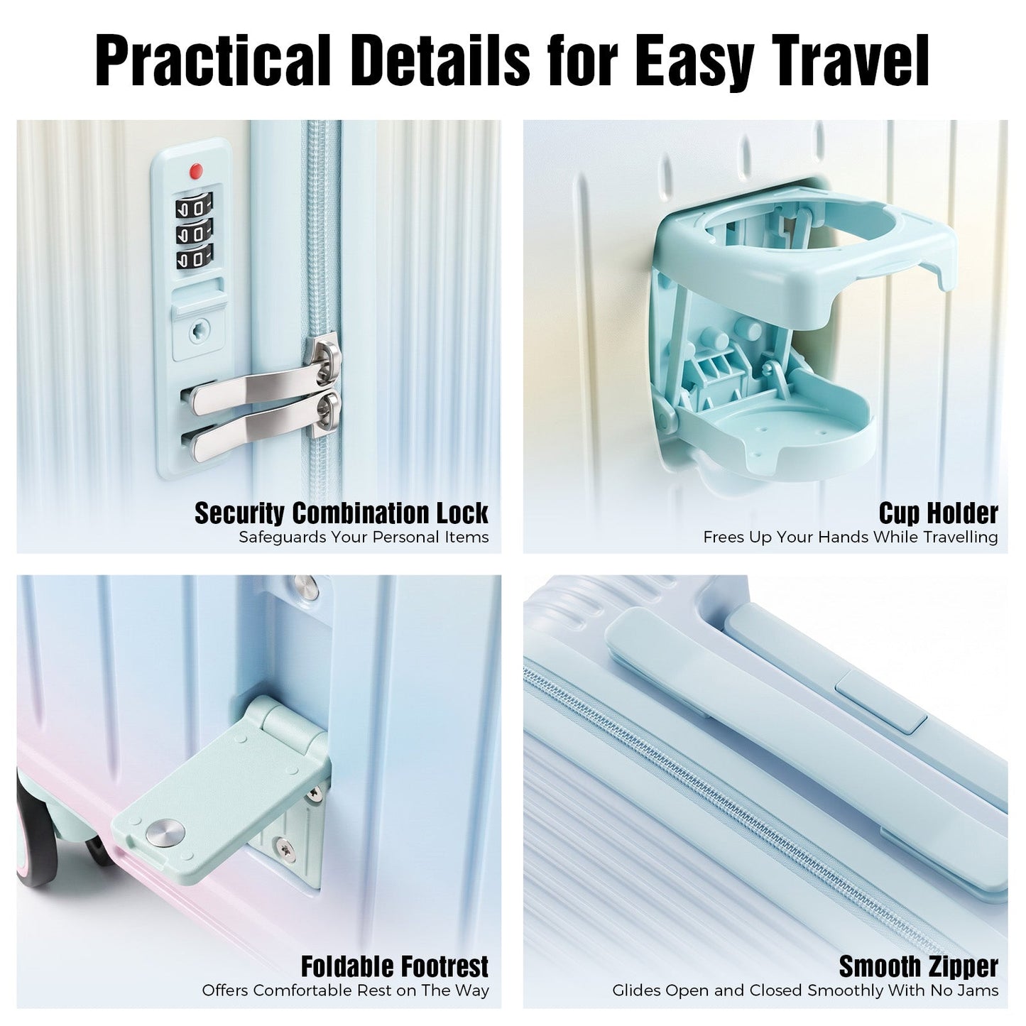 Advwin 2PCS Attachable Hardshell Luggage Set 14/20 Inch