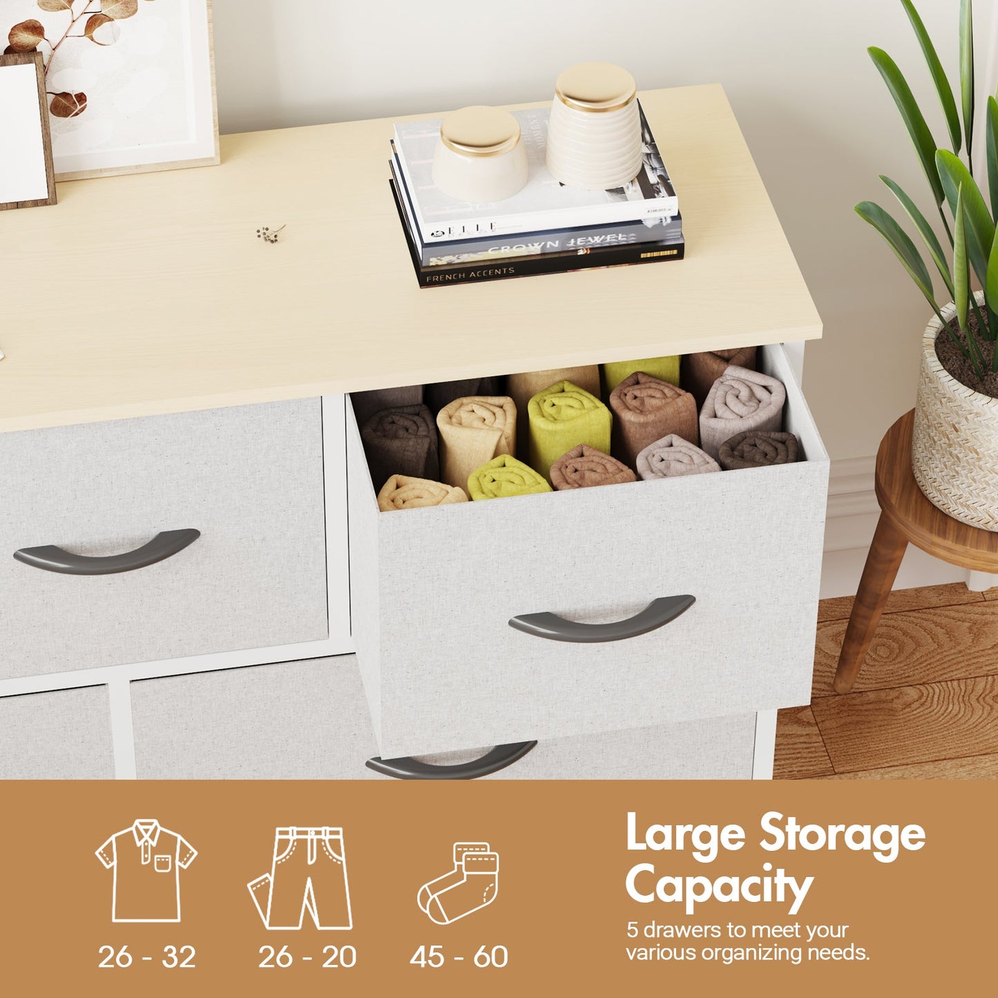 Advwin Chest of Drawers 5 Drawer Storage Cabinet