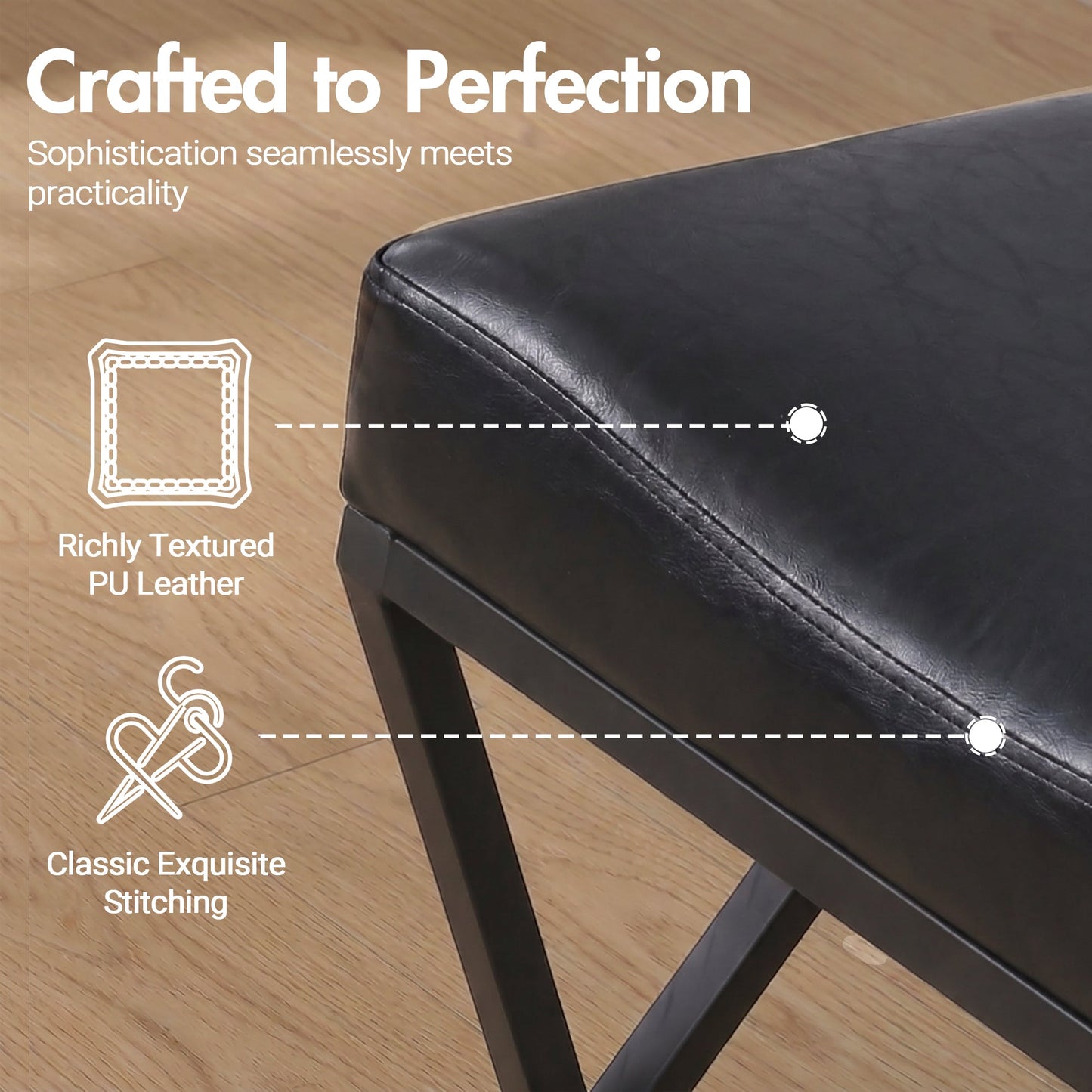 Advwin Set of 2 PU Leather Bar Stools with Footrest