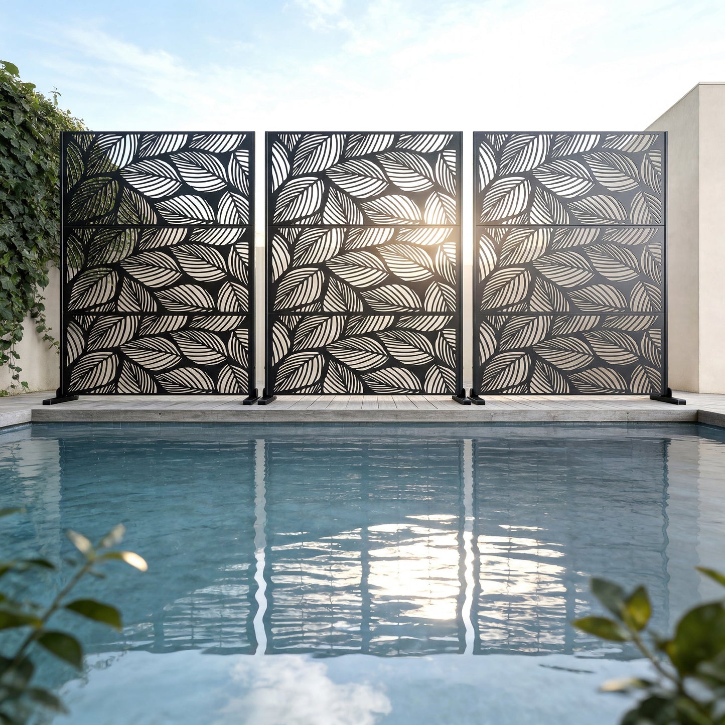 Advwin Leaf Metal Privacy Screen 119x183.5cm