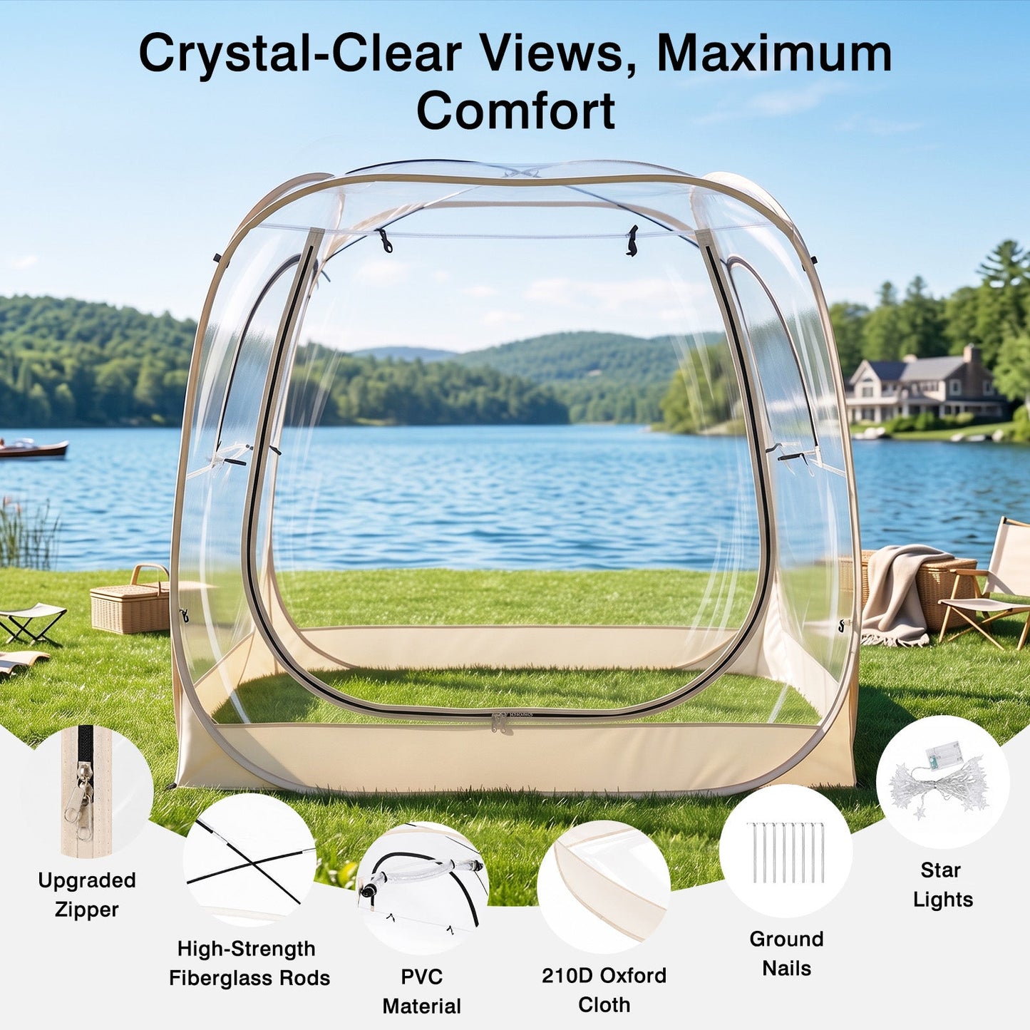 Advwin 2-5 Person Clear Bubble Dome Tent with Windows