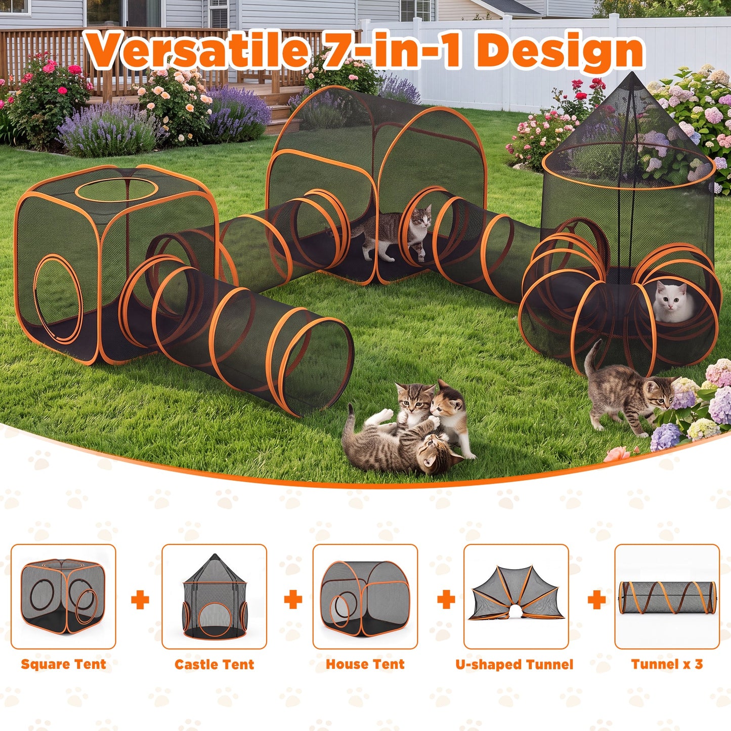 Advwin 7-in-1 DIY Cat Enclosure Outdoor Playpen