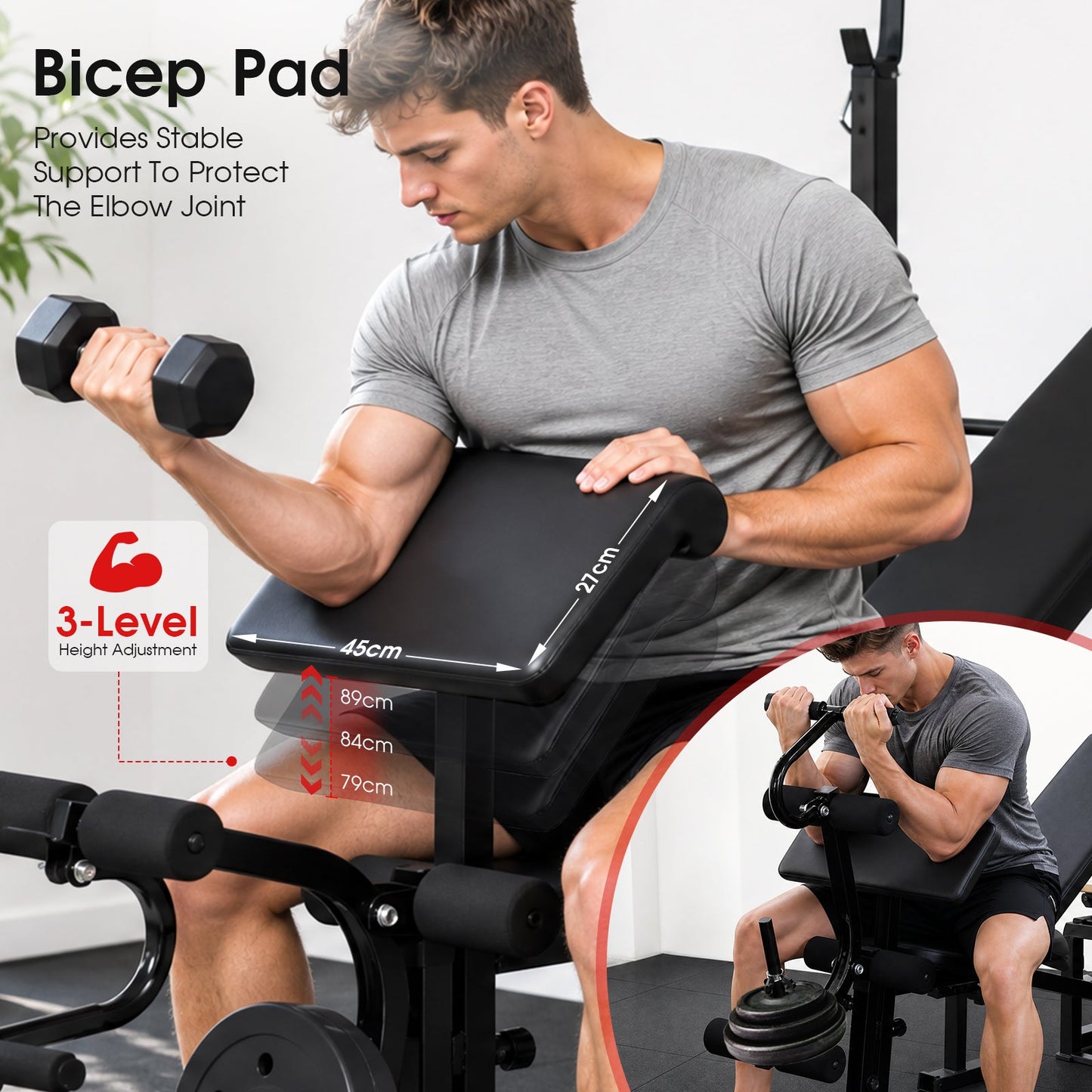 Advwin 300KG Adjustable Weight Bench Set w/ Squat Rack