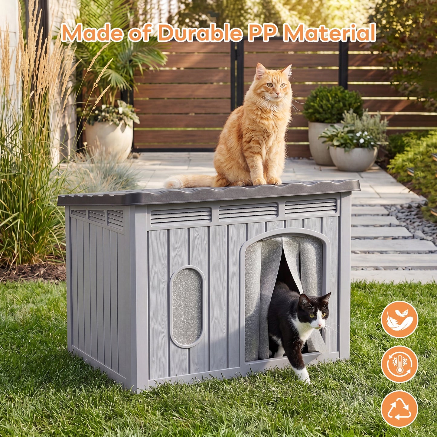 Advwin Weatherproof Plastic Dog House with Openable Roof