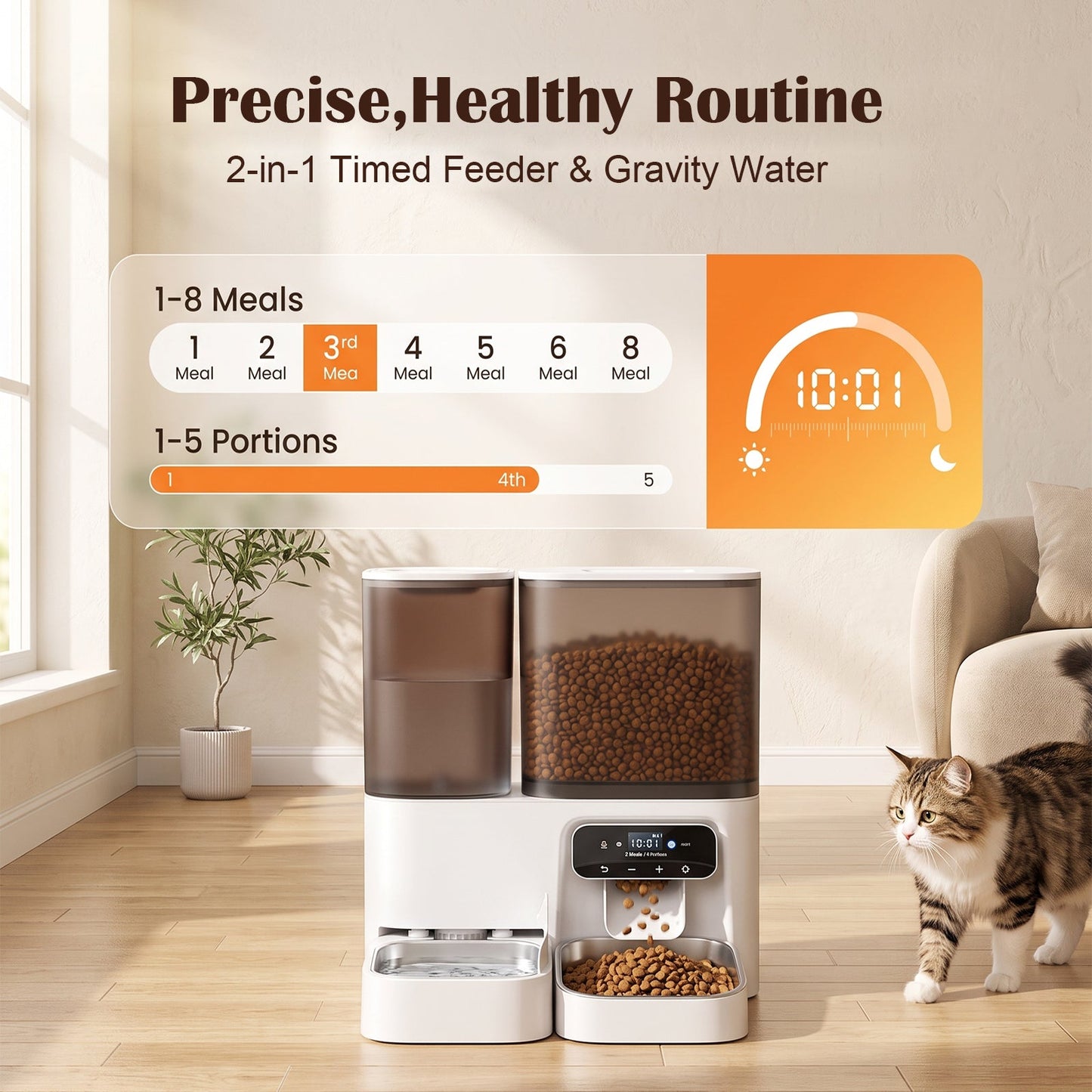 Advwin 2-in-1 Automatic Cat Feeder & Water Dispenser