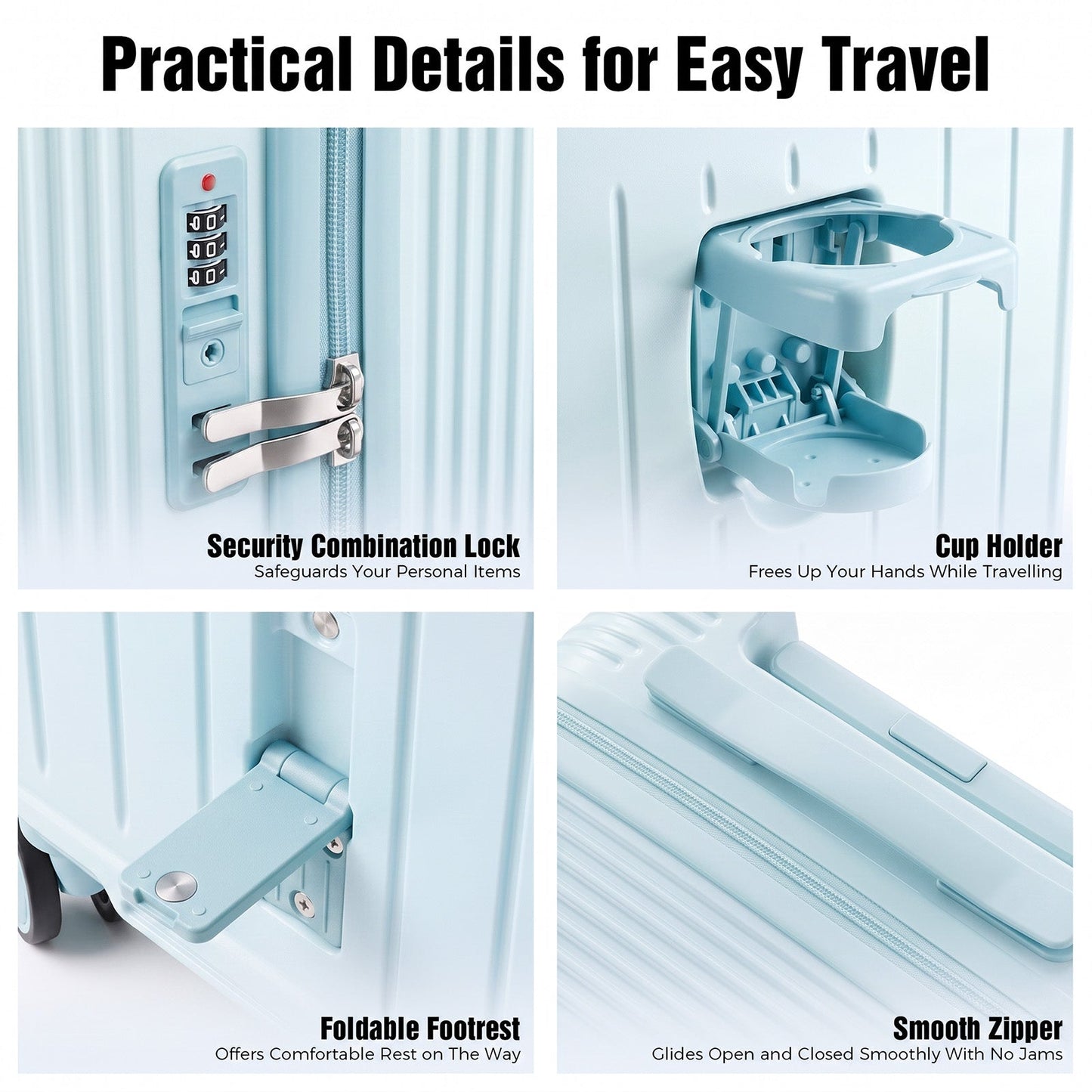 Advwin 2PCS Attachable Hardshell Luggage Set 14/20 Inch