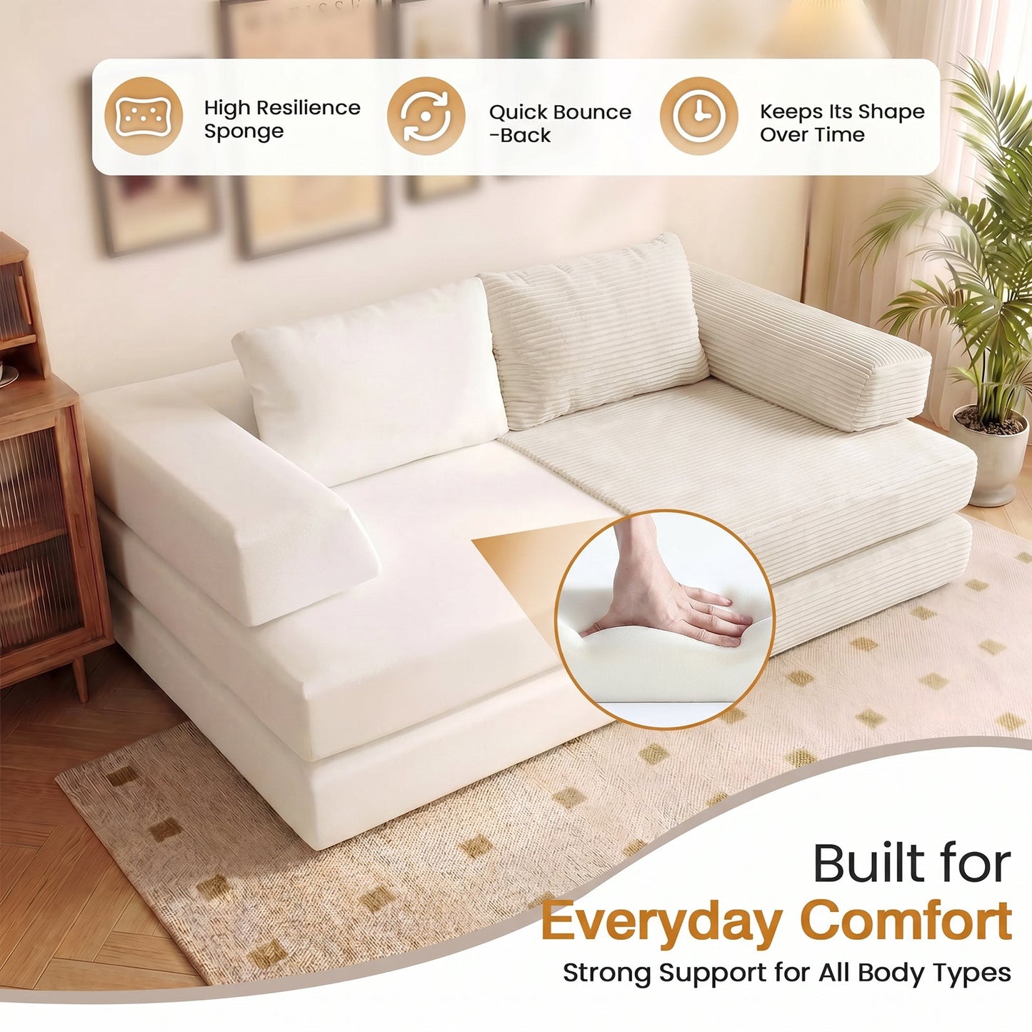Advwin Folding Sofa Bed Convertible Floor Loveseat Sofa