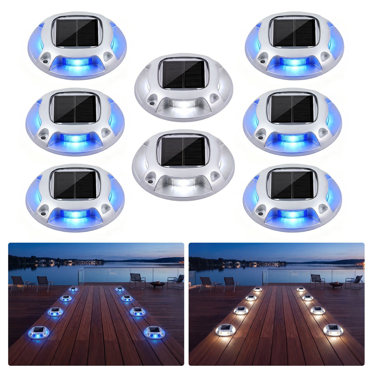 Advwin Solar Deck Lights  2 Color in 1 Driveway Lights