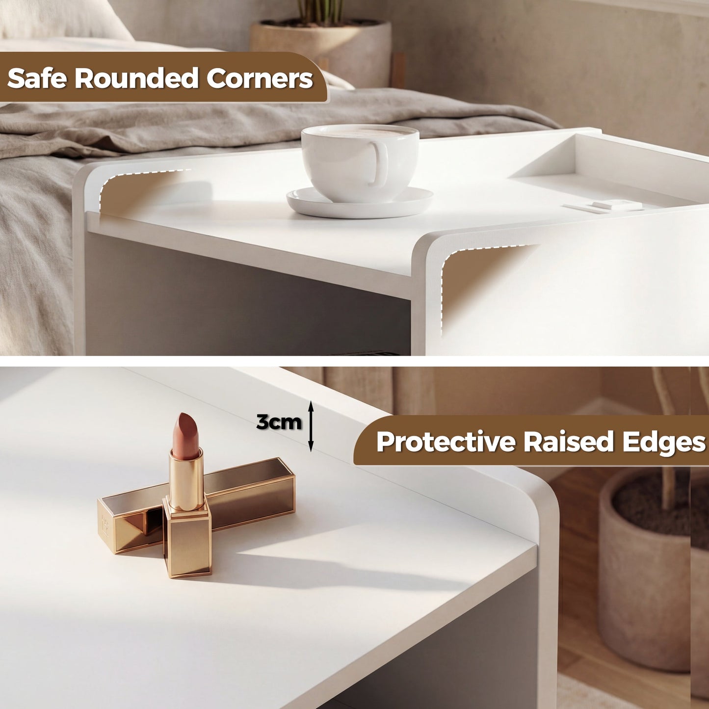 Advwin Bedside Table with Charging Station Nightstand