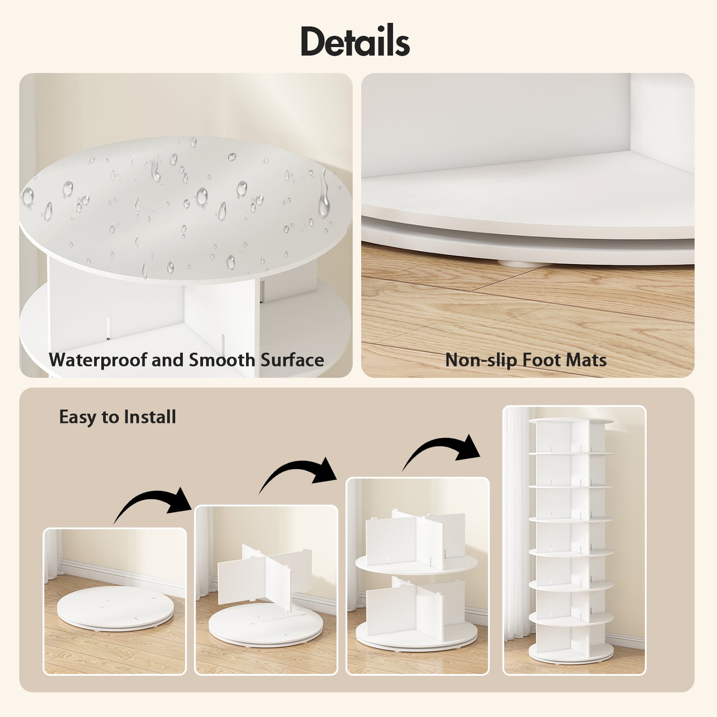 Advwin 7 Tier 360° Rotating Shoe Rack Tower White