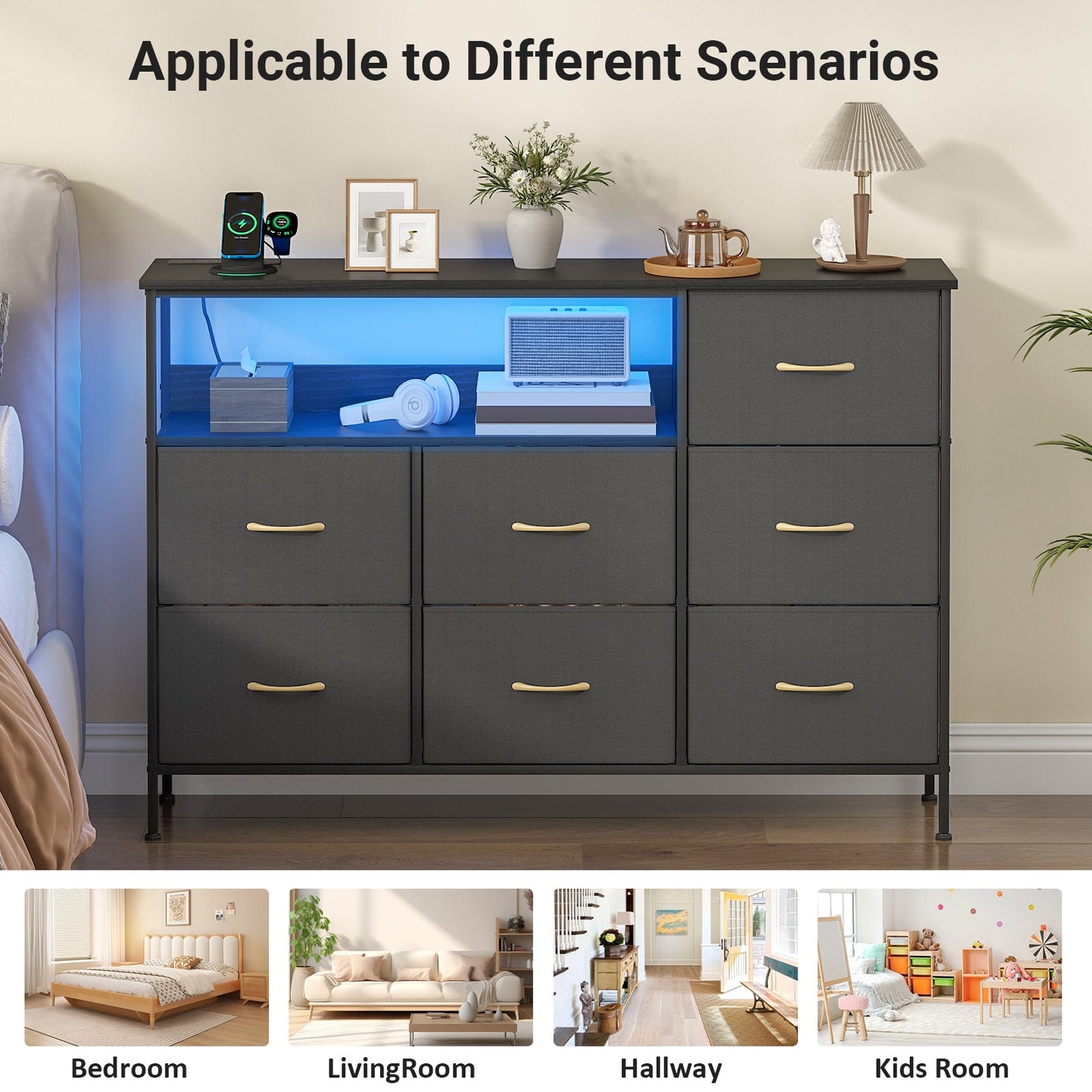 Advwin Chest of 7 Drawers Storage Cabinet with Open Shelf