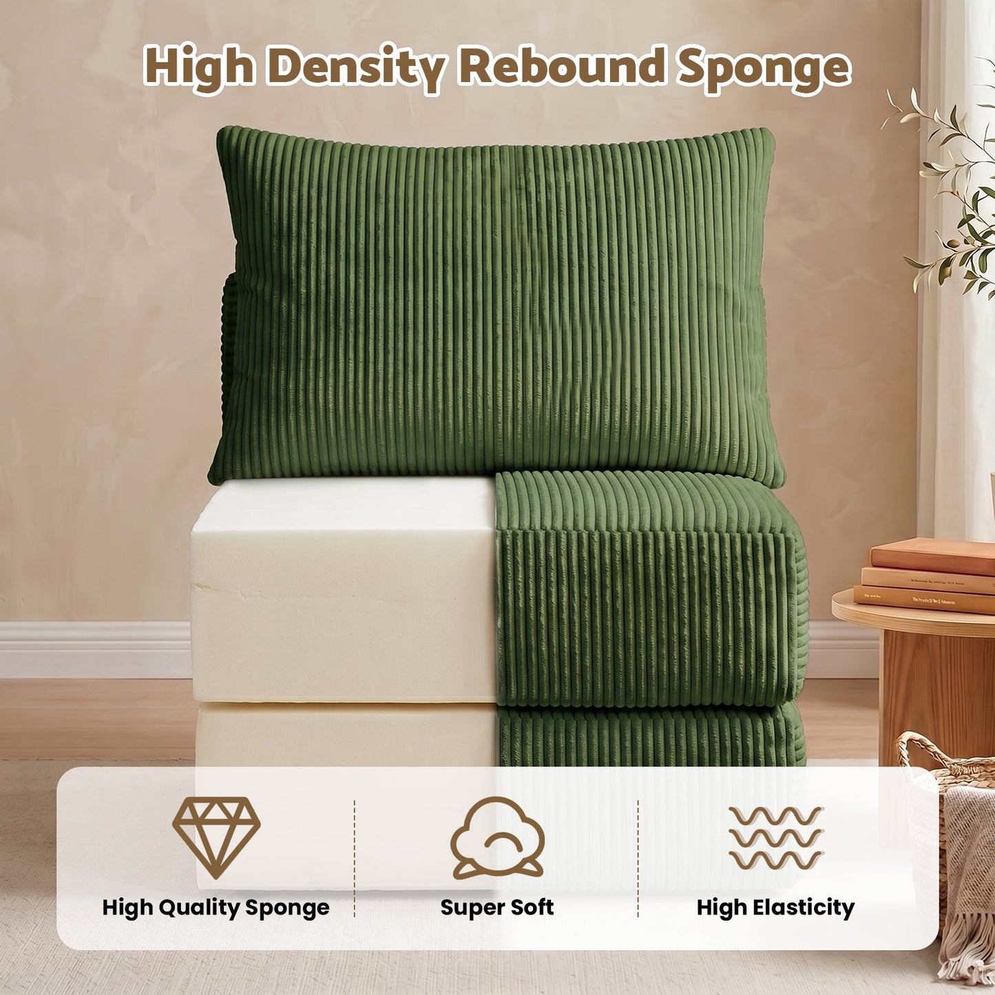 Advwin 300cm Corduroy 4-Seater Modular Sofa Bed