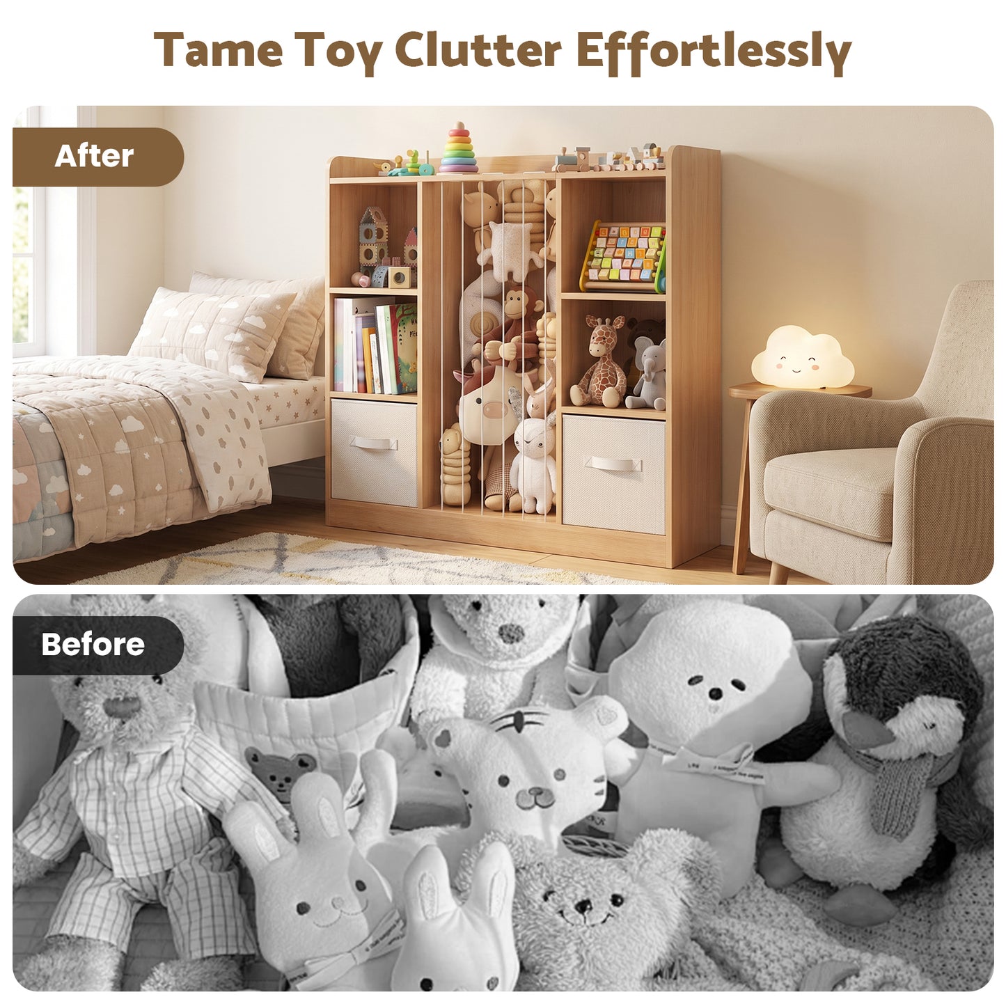 Advwin Dual-Sided Kids Bookshelf & Toy Storage Organiser