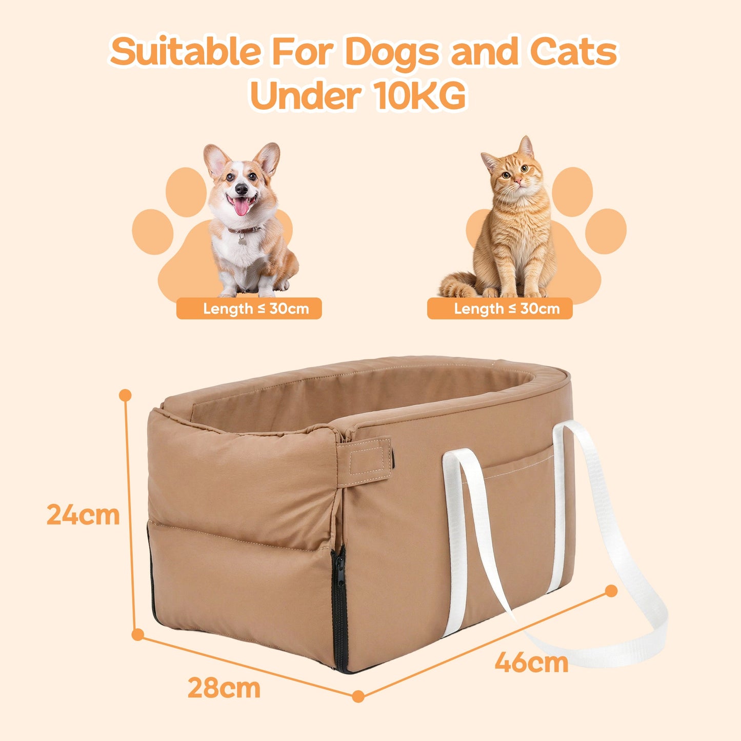 Advwin Center Console Dog Car Seat for Small Dogs