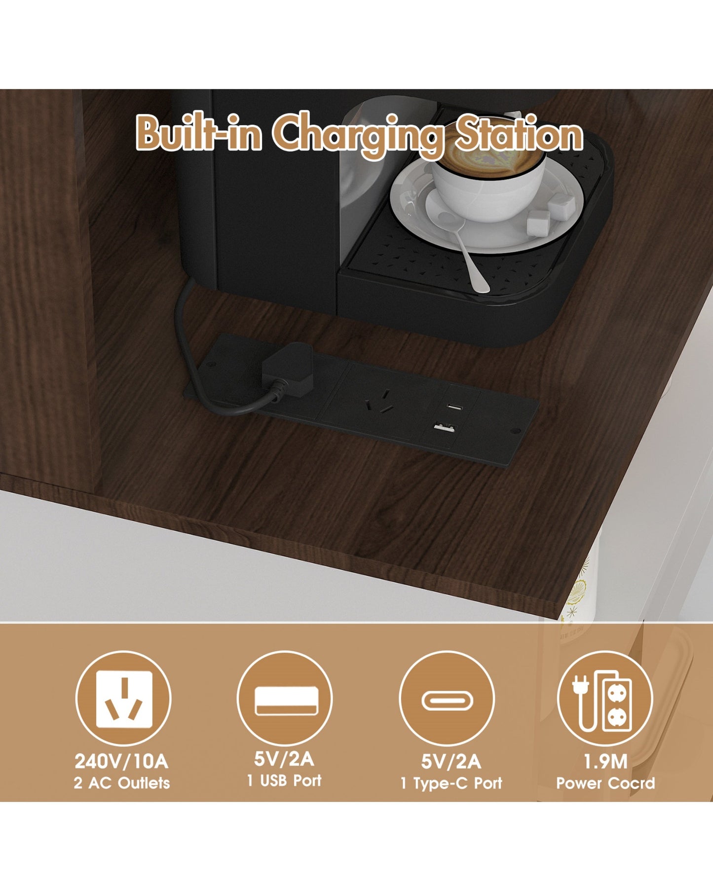Advwin Farmhouse LED Sideboard Buffet Storage Cabinet
