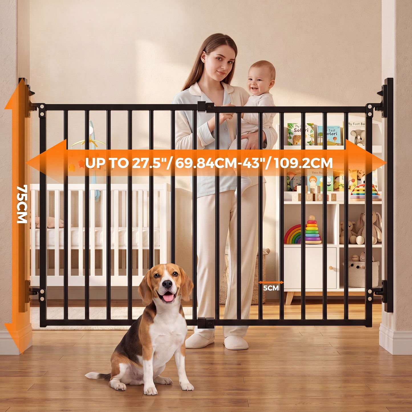 Advwin 27.5-43" Adjustable Metal Sliding Safety Gate