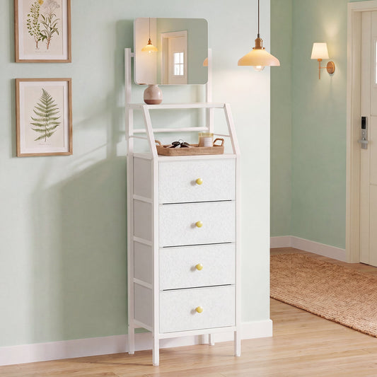 Advwin Vanity Desk with Mirror & 4 Drawers