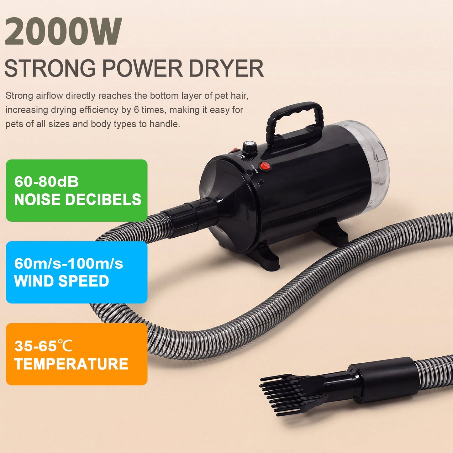Advwin 3-in-1 Pet Dryer Grooming Vacuum & Clipper