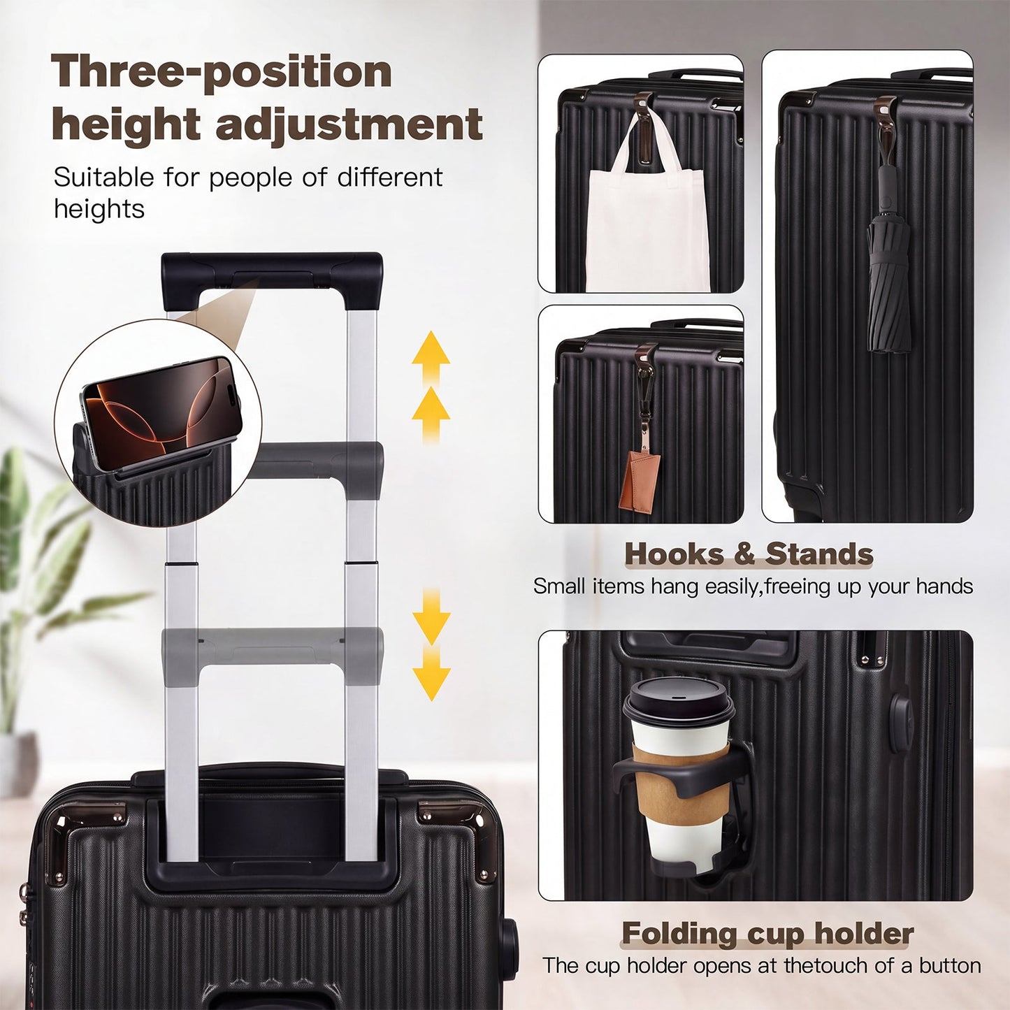 Advwin 20"+14" Hardshell Luggage Set with Power Bank Pocket
