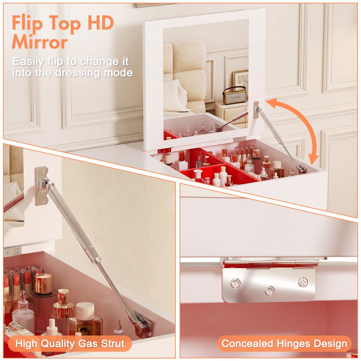 Advwin Makeup Vanity Desk with Flip Top Mirror & Drawer