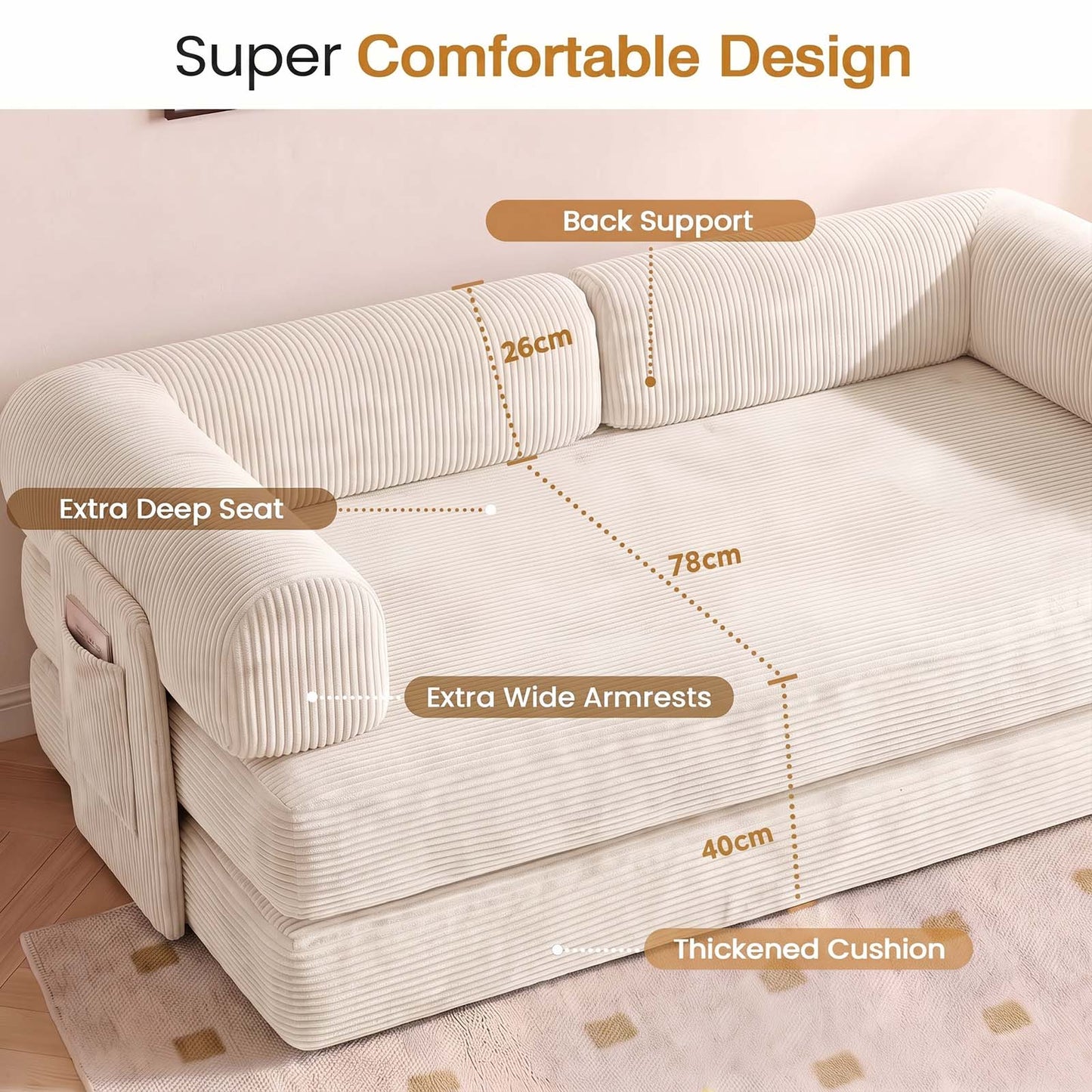 Advwin 5-in-1 Convertible Folding Loveseat Sofa Bed