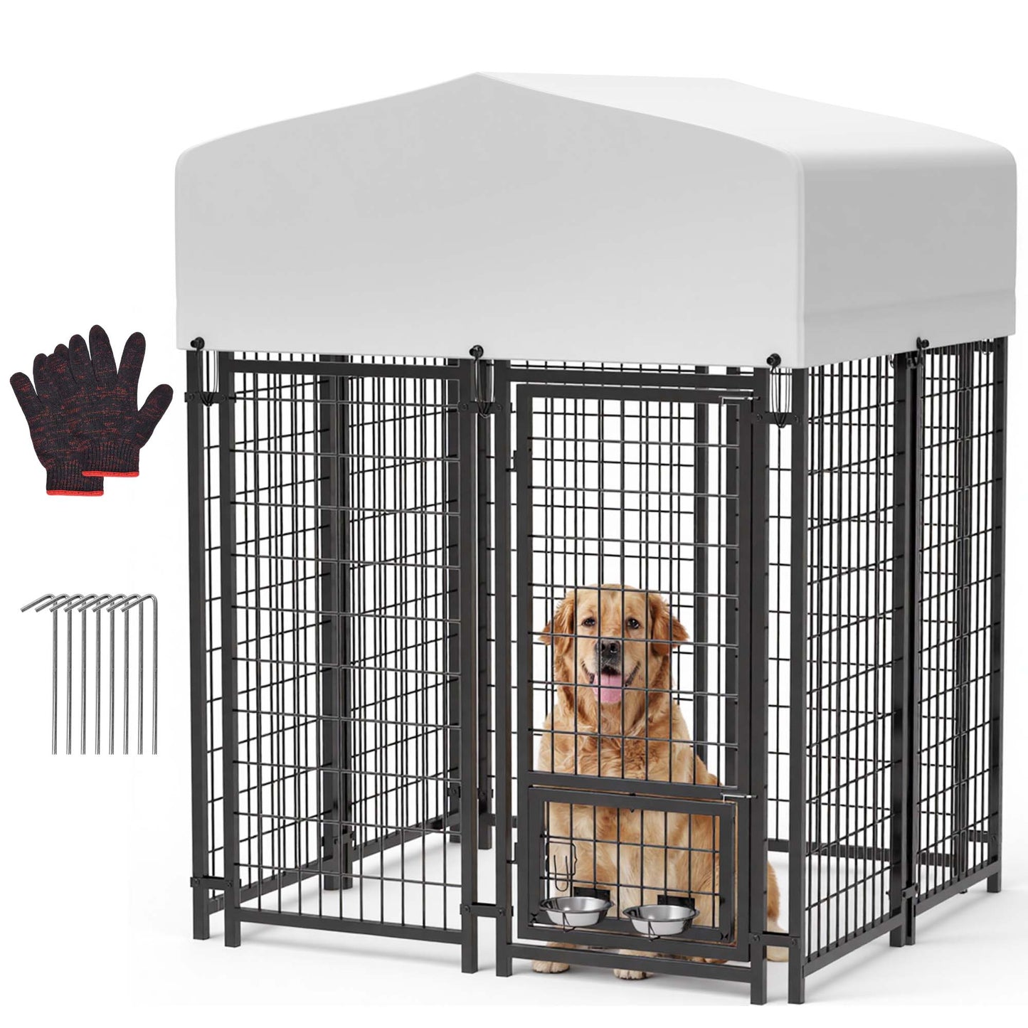 Advwin 8 Panels Outdoor Dog Kennel w/ Secure Lock