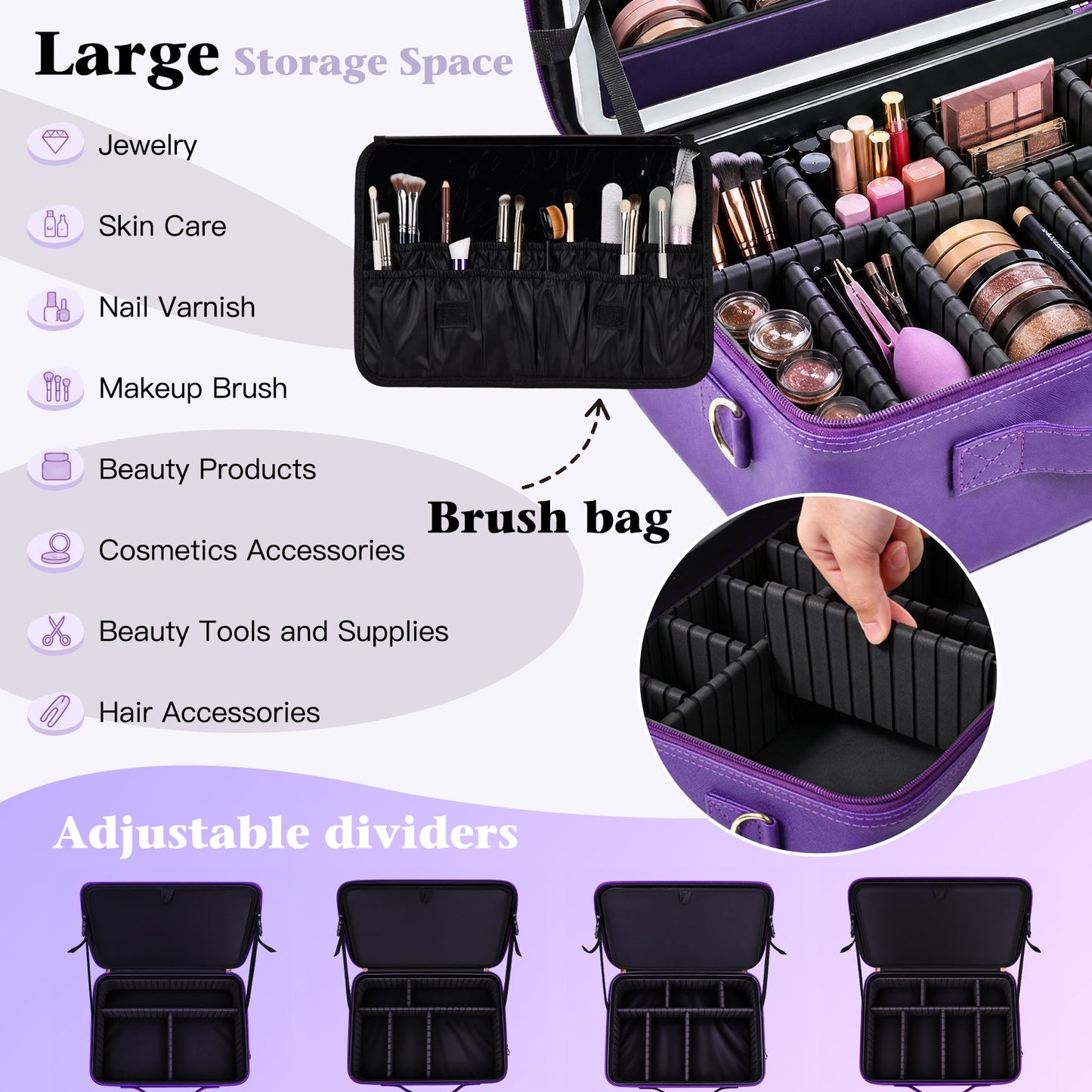 Advwin 15" Portable Makeup Case with LED Light Mirror