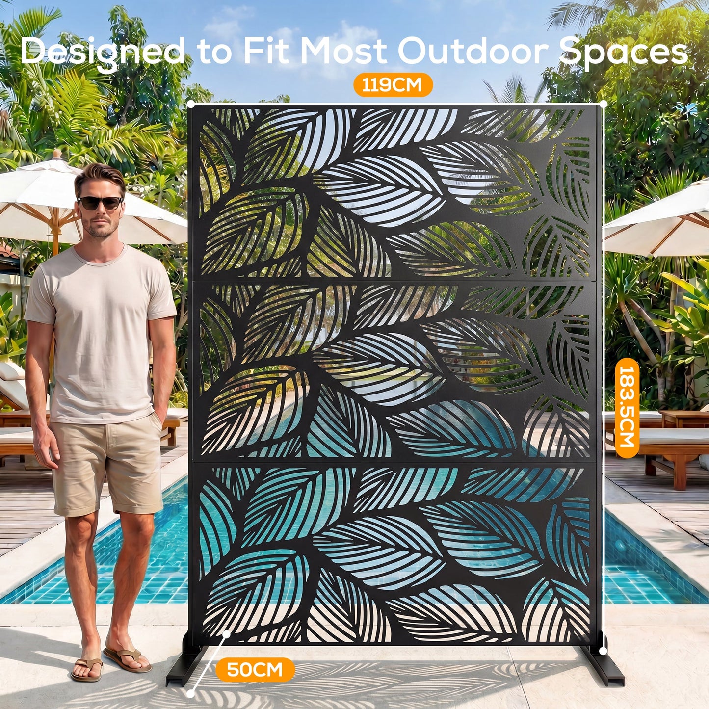 Advwin Leaf Metal Privacy Screen 119x183.5cm