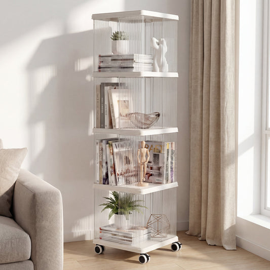 Advwin 4-Tier Rolling Bookshelf Storage Bookcase