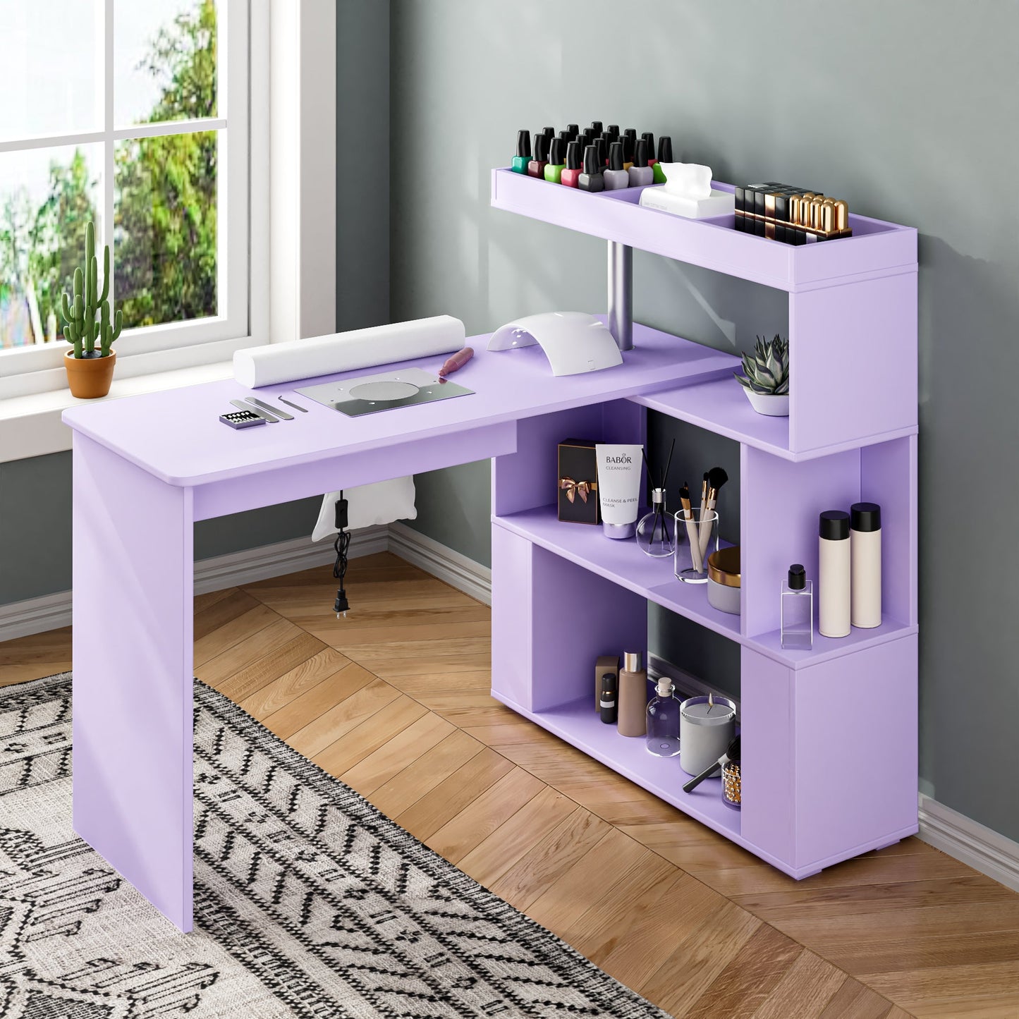 Advwin Manicure Table with Dust Collector Rotating Reversible