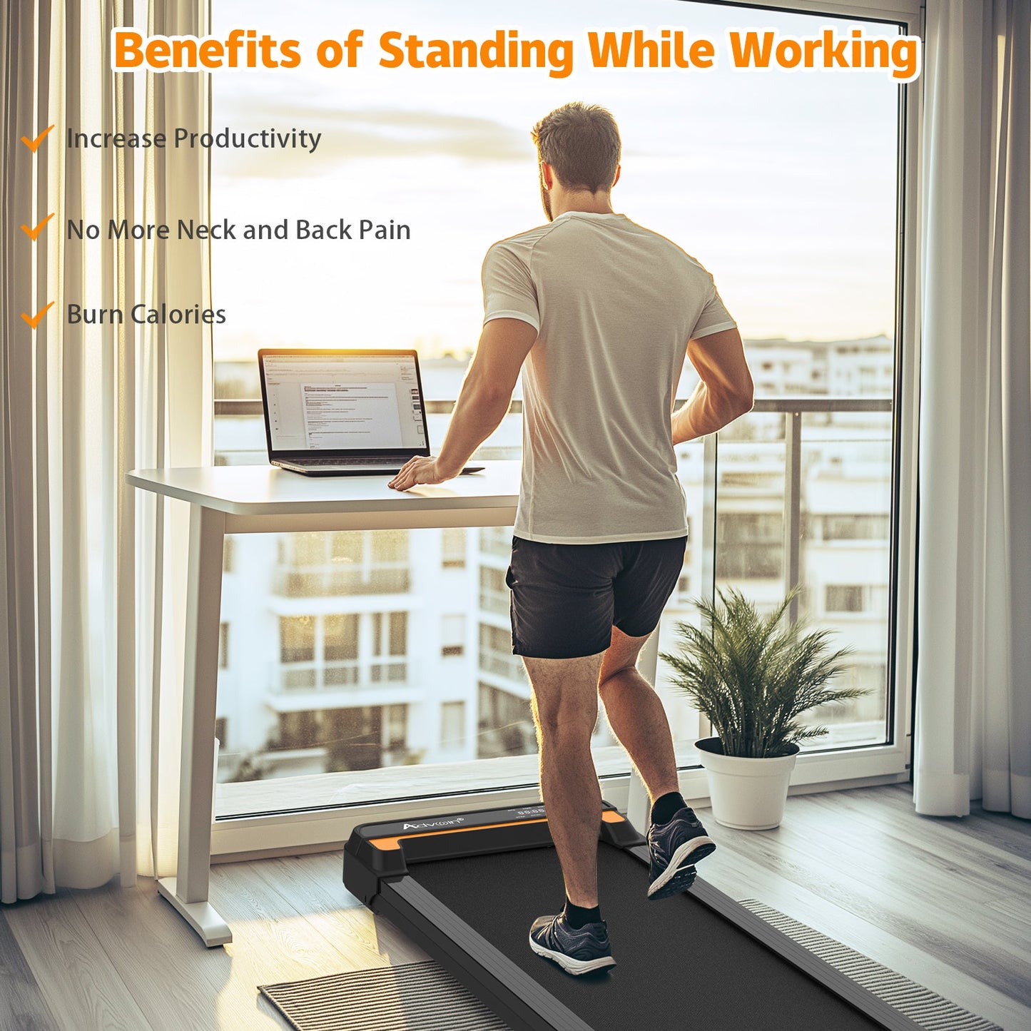 Advwin Walking Pad Under Desk Treadmill with LED Display